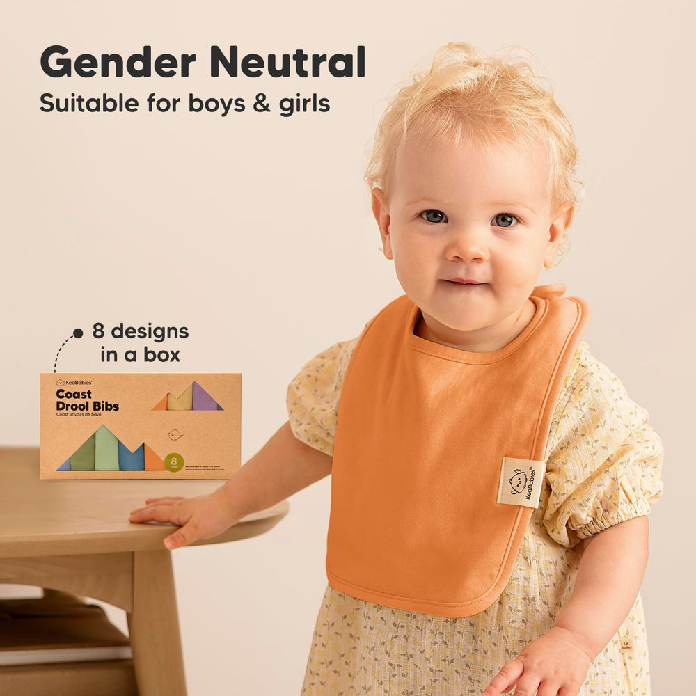 KeaBabies Coast bibs ready for travel and on-the-go use.
