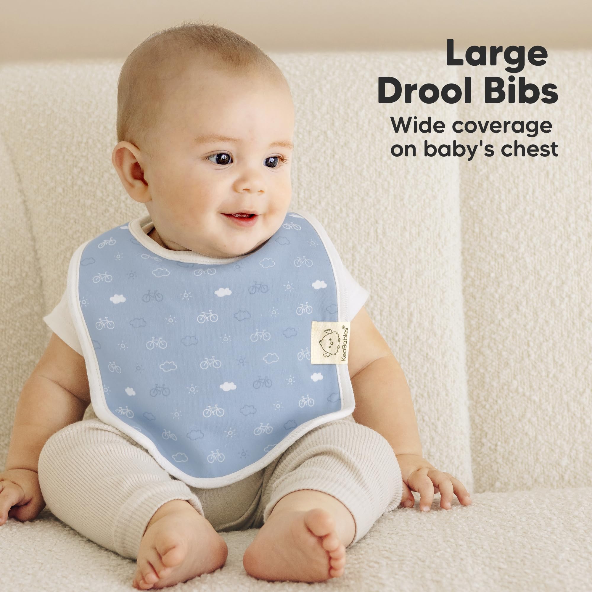 KeaBabies Coast Bibs with water-resistant backing helps stay dry
