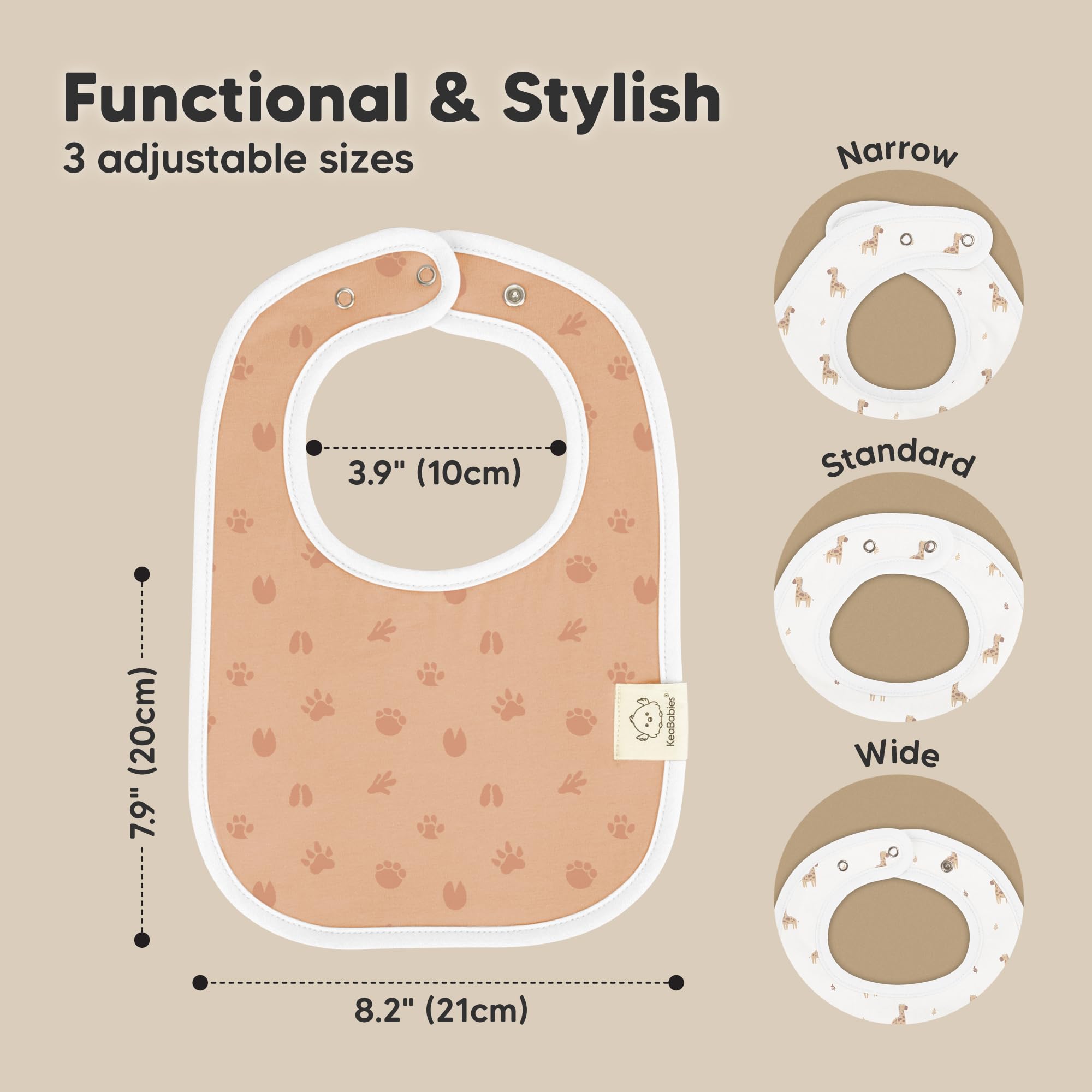 KeaBabies Coast Bib closeup shows organic cotton absorbency for long-lasting dryness.