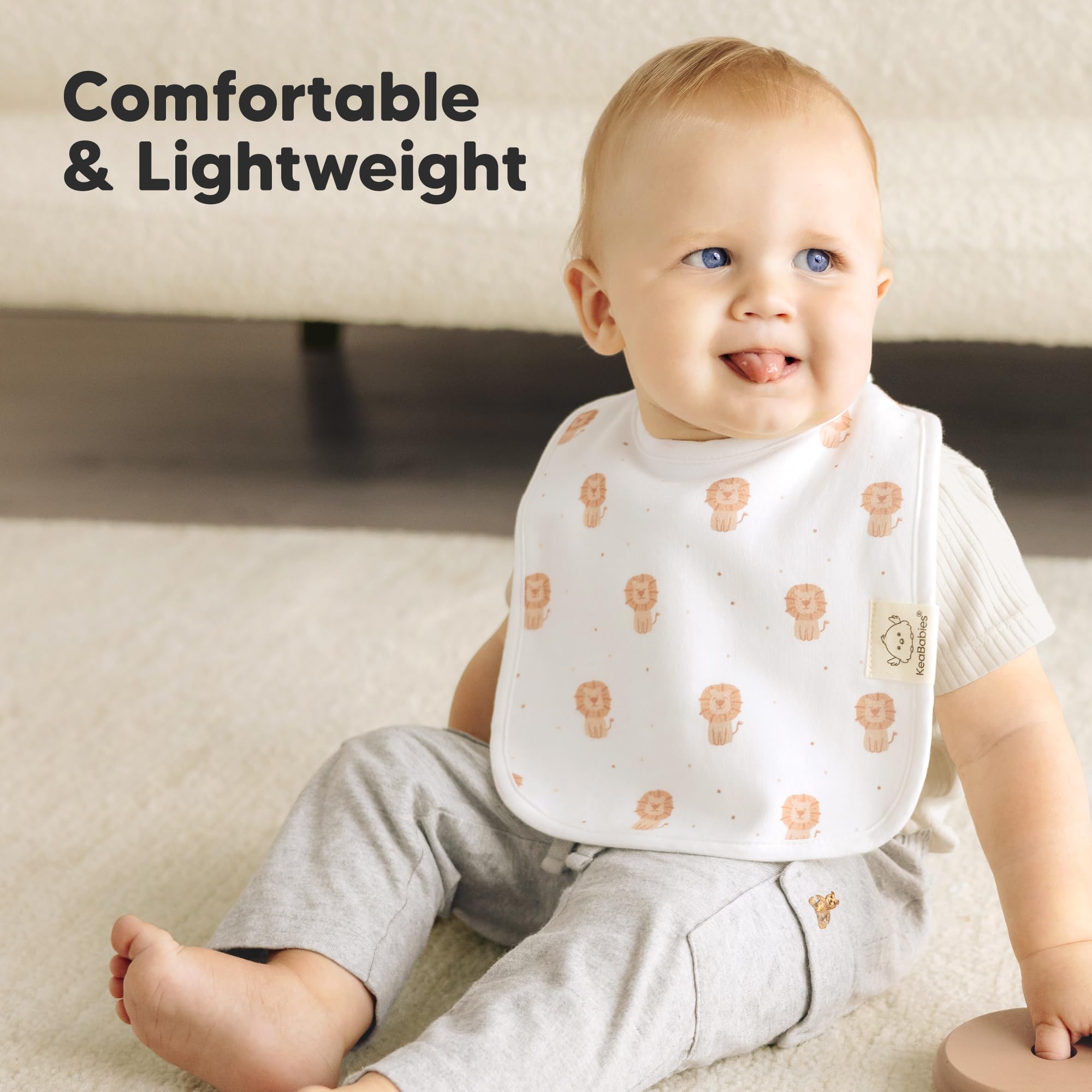 KeaBabies Coast Bib adjustable snaps ensure a comfy fit across ages 0–24 months.