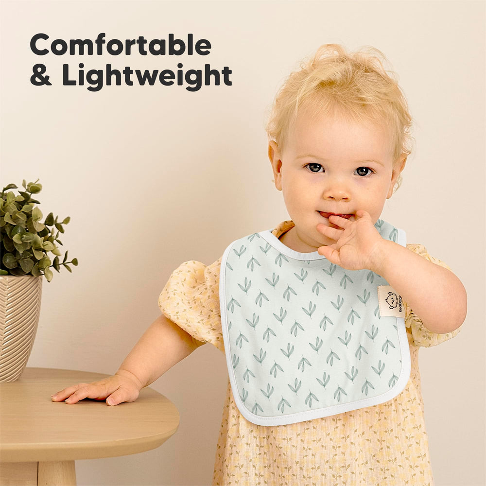 KeaBabies Coast bib with adjustable snaps fits growing necklines.