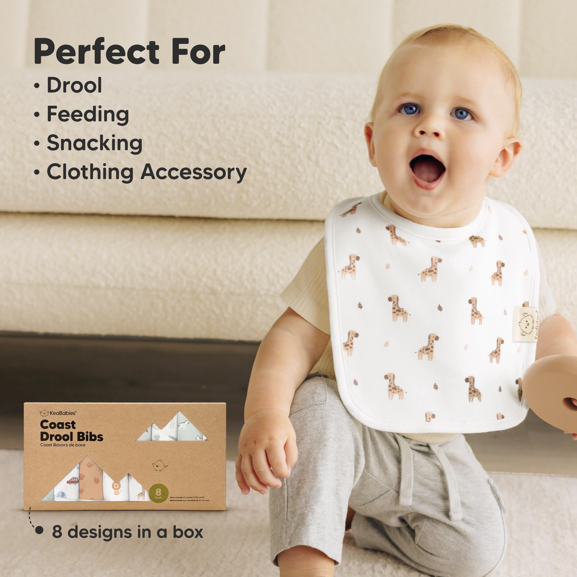 KeaBabies Coast Bib color variety suits boy or girl wardrobes while remaining unisex.
