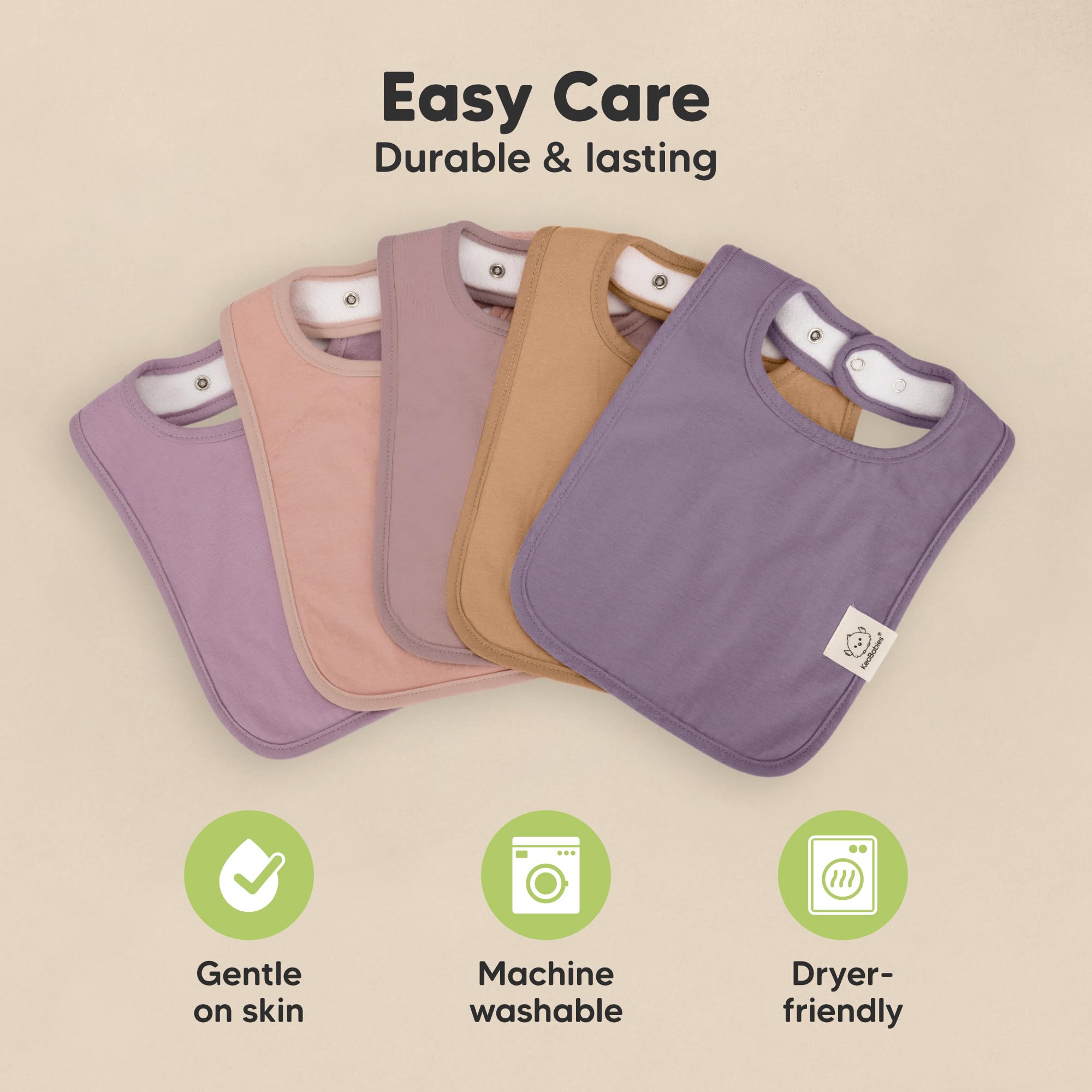 KeaBabies Coast bib nickel-free snaps offer adjustable, friendly fit for growing babies.