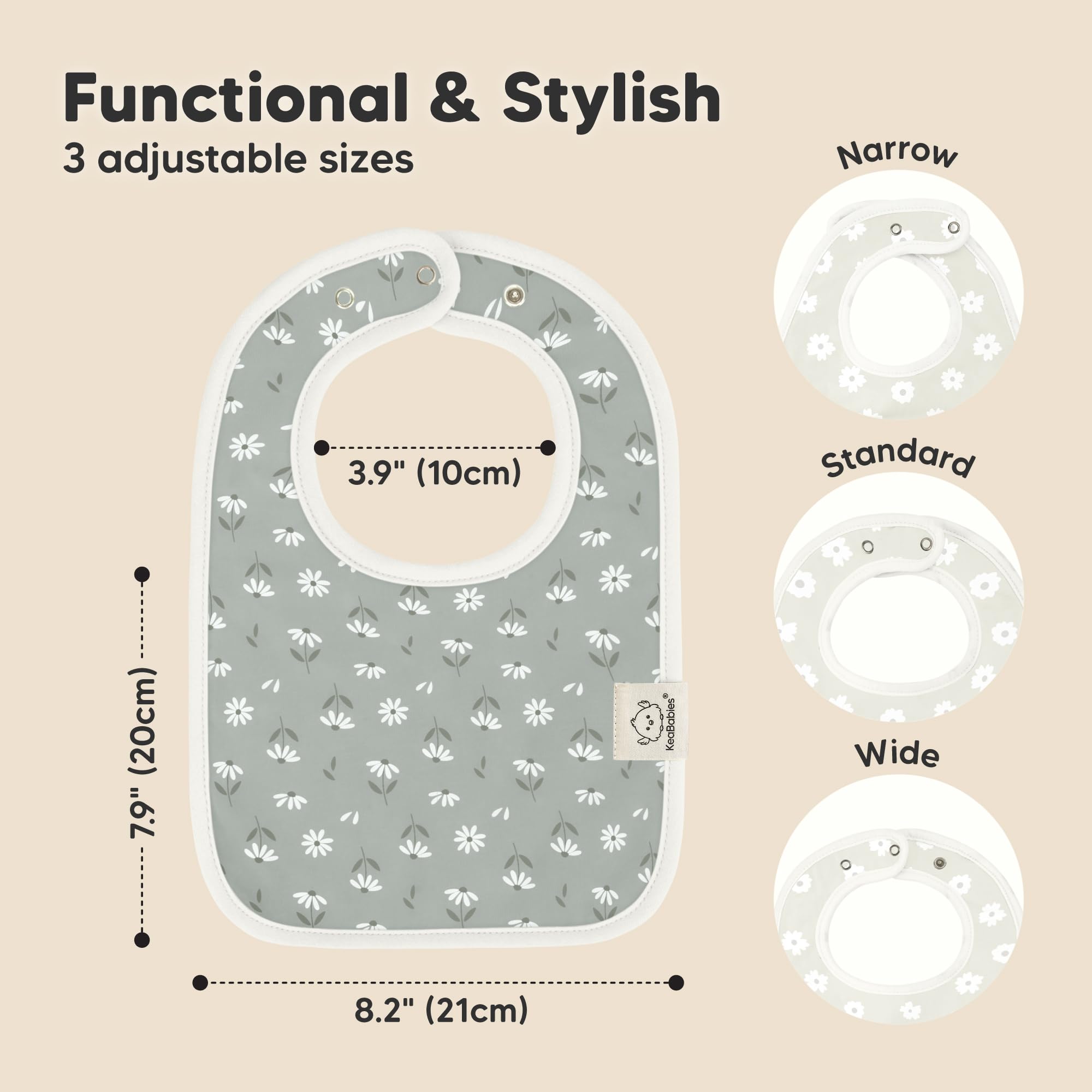 KeaBabies Coast bib organic cotton close-up shows soft, breathable fabric.