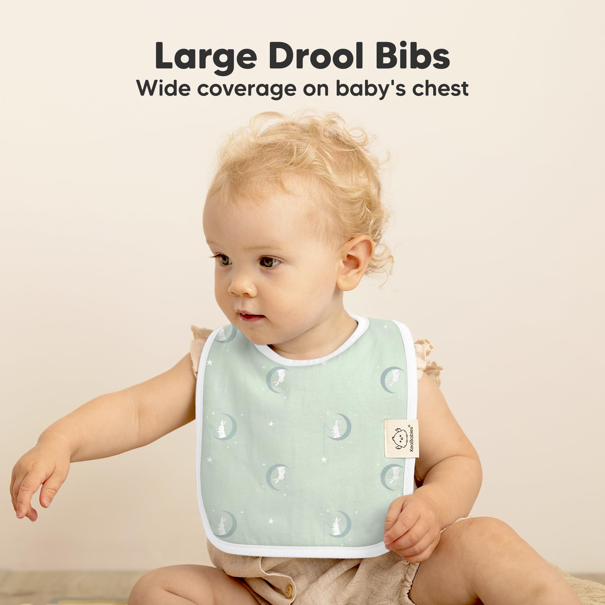 KeaBabies Coast bibs with water-resistant fleece back keep clothes dry.