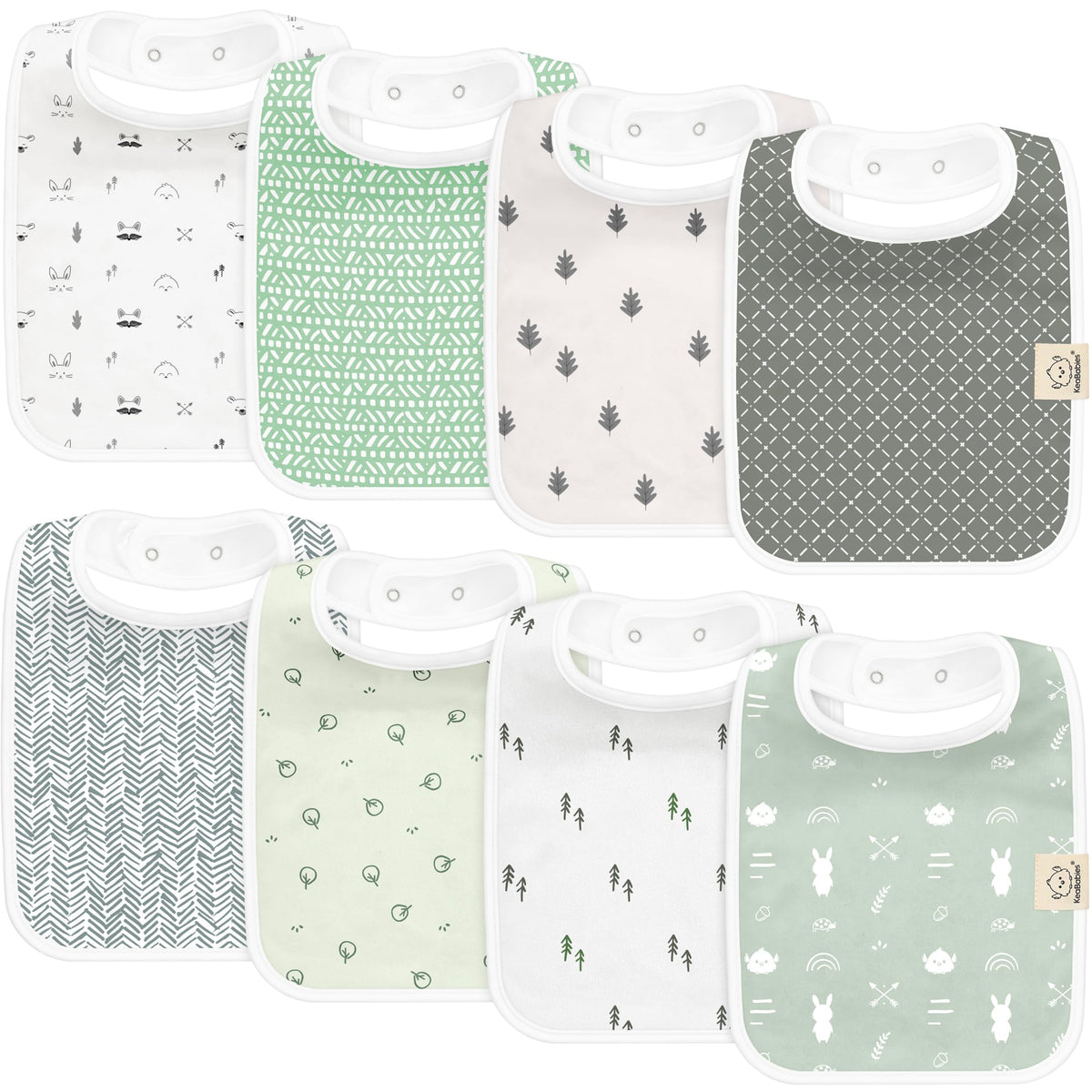 KeaBabies Coast Bibs 8pack showcases unisex Nordic colors and broad coverage for drool protection.