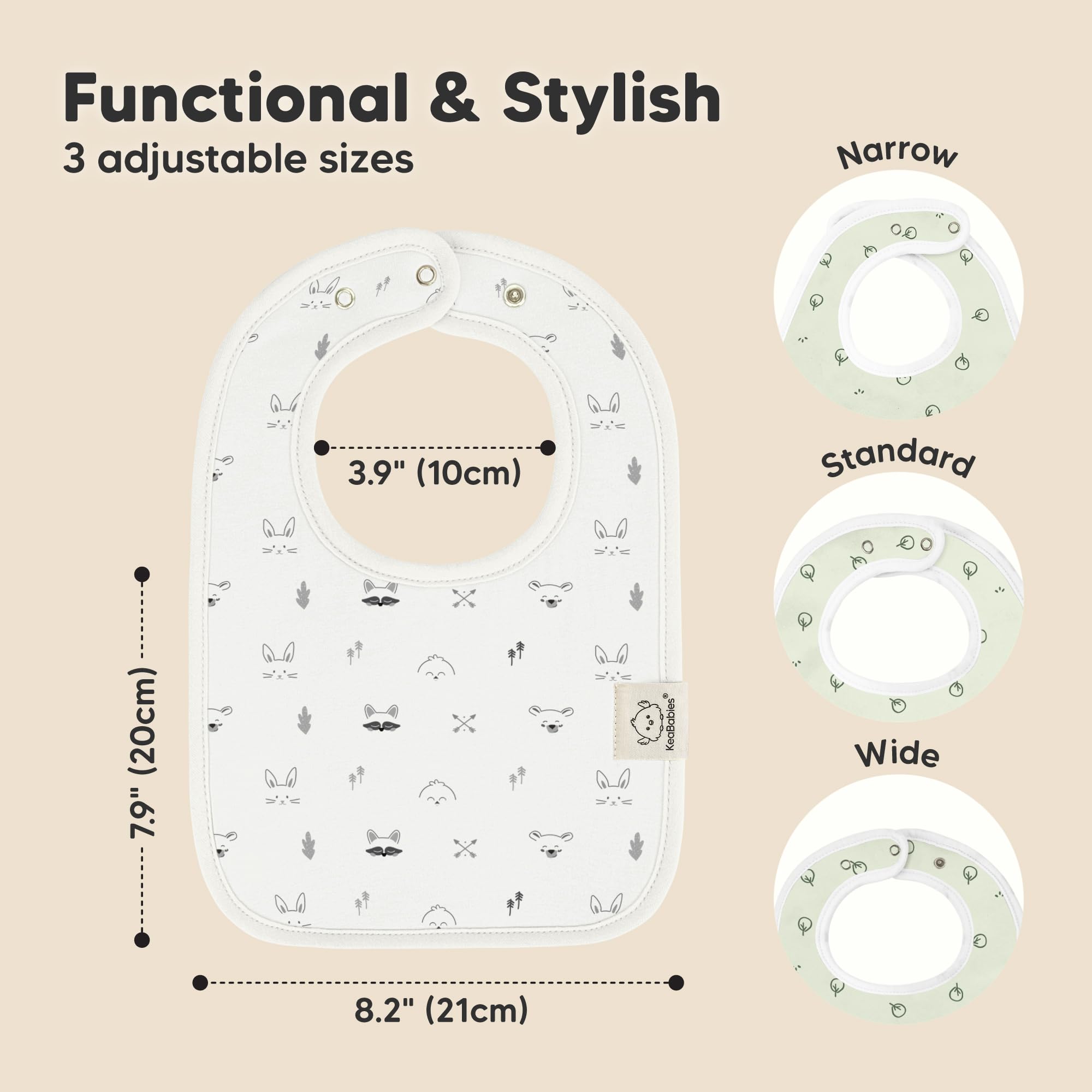 KeaBabies Coast Bibs 8pack highlighting organic cotton softness for sensitive skin.