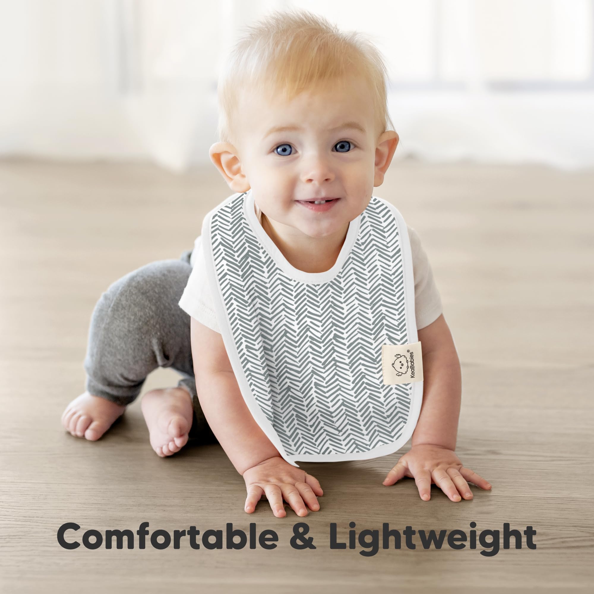 KeaBabies Coast Bibs show adjustable nickel-free snaps to grow with baby.