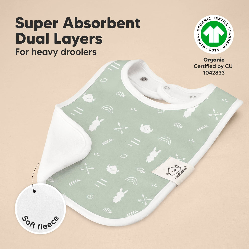 KeaBabies Coast Bibs demonstrate large chest coverage while remaining lightweight for babies.