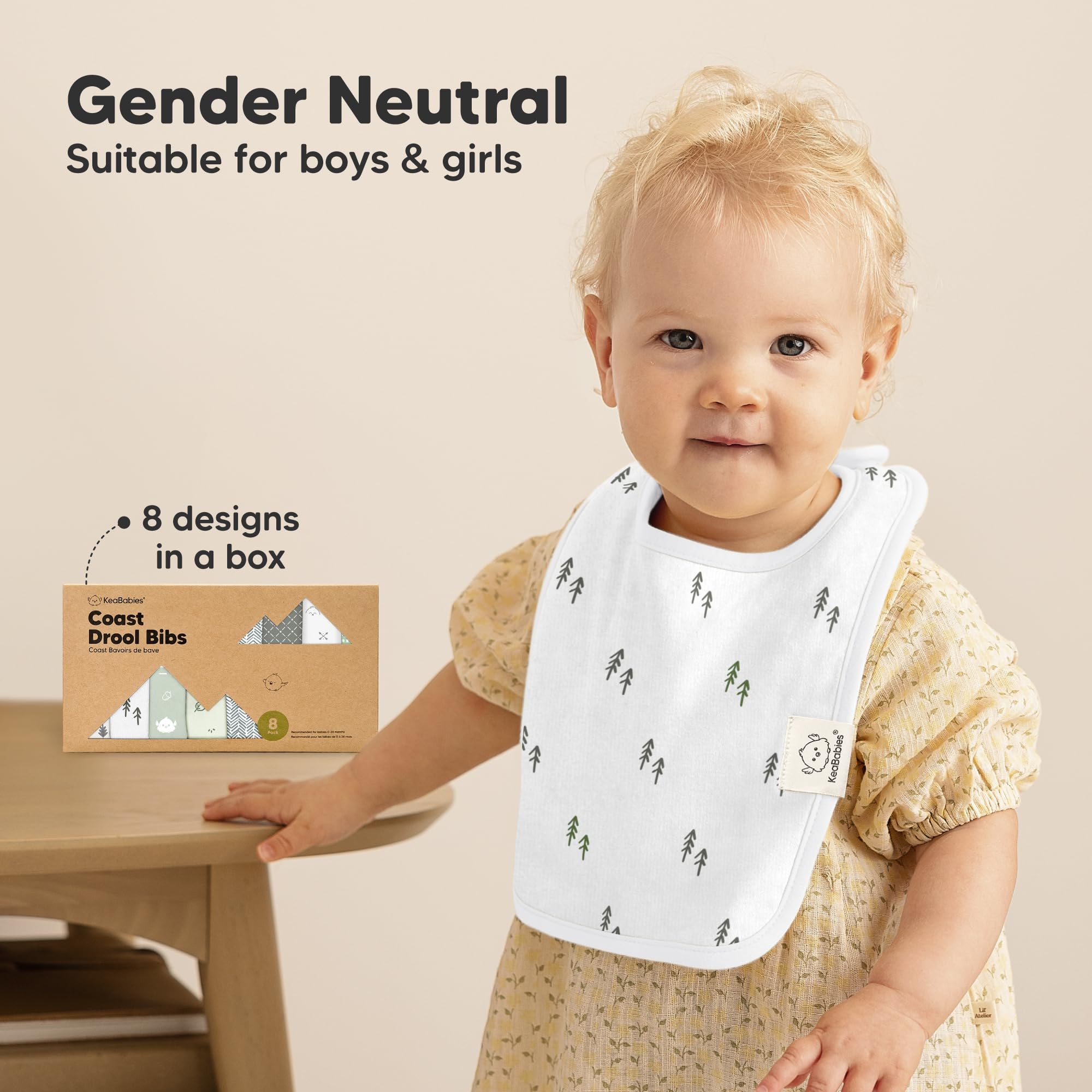 KeaBabies Coast Bibs are machine washable for easy cleanup.