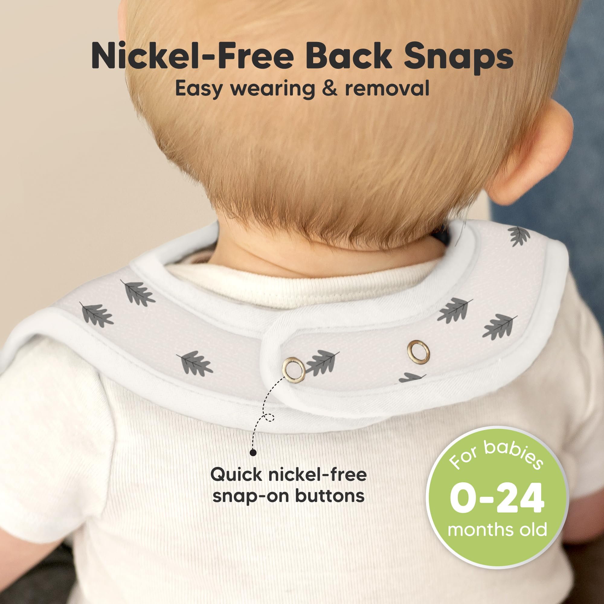 KeaBabies Coast Bibs reveal soft seams to minimize skin irritation.