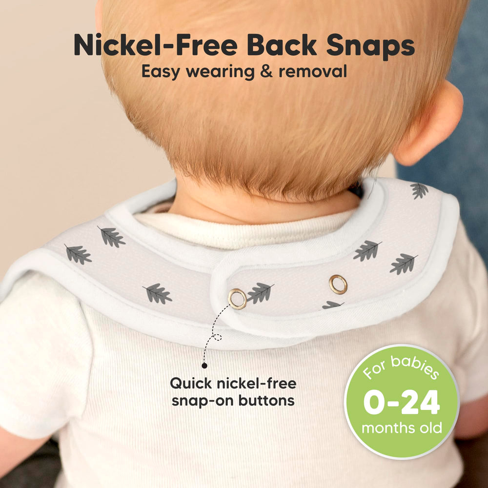 KeaBabies Coast Bibs reveal soft seams to minimize skin irritation.