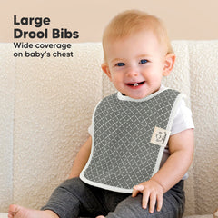 KeaBabies Coast Bibs feature a water-resistant back to guard outfits from spills.