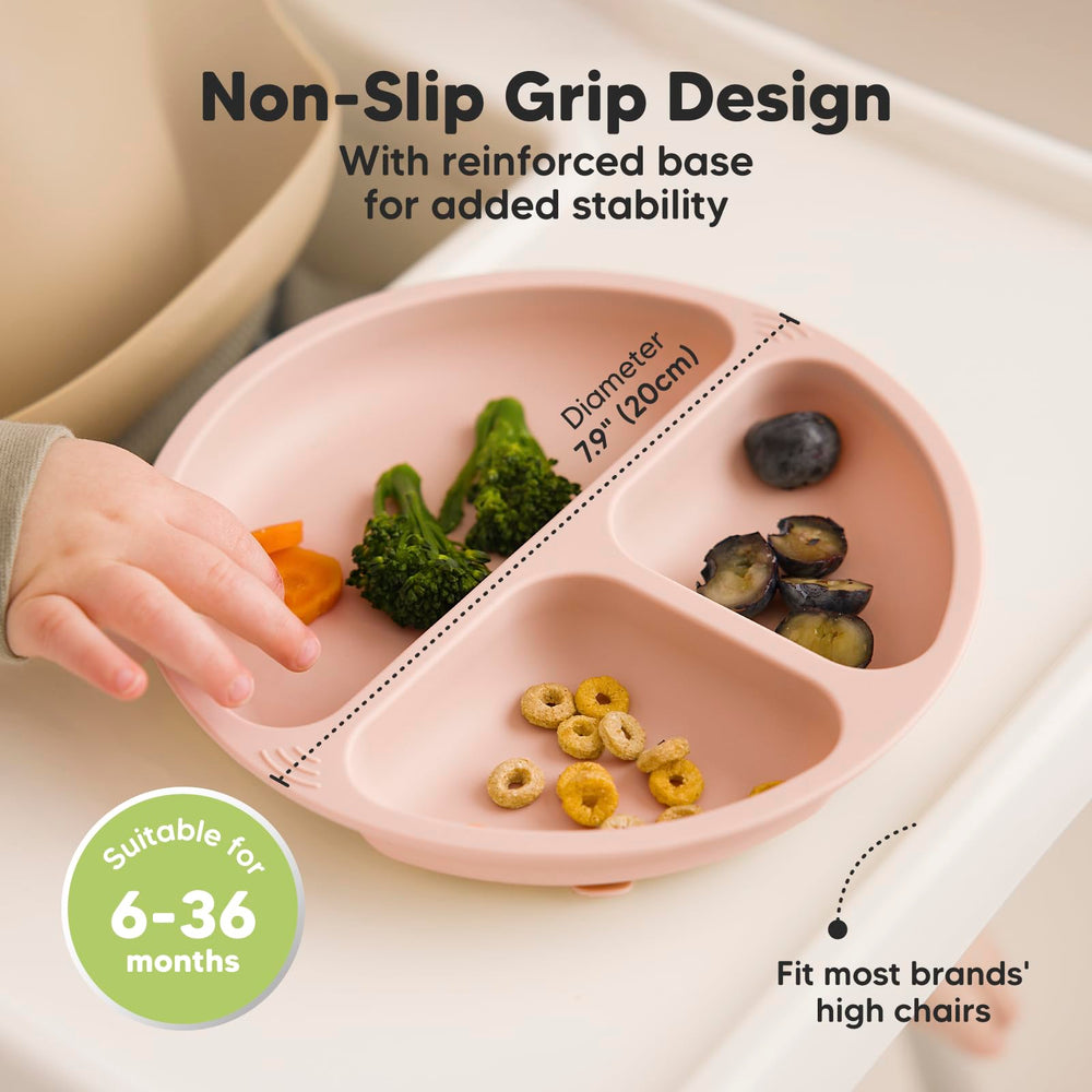 KeaBabies colorful divided plate engages kids during mealtimes.