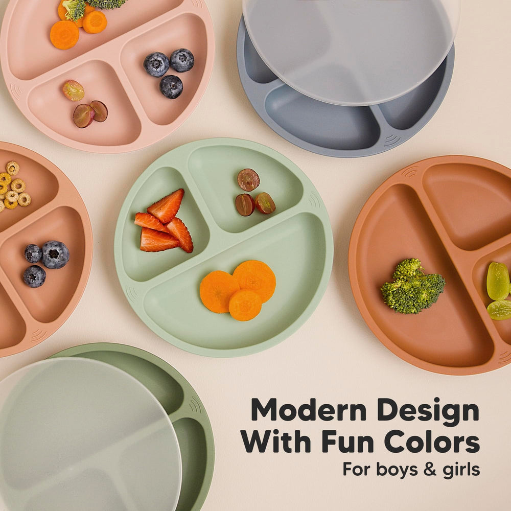 KeaBabies colorful suction plate design supports engaging mealtimes and independent eating