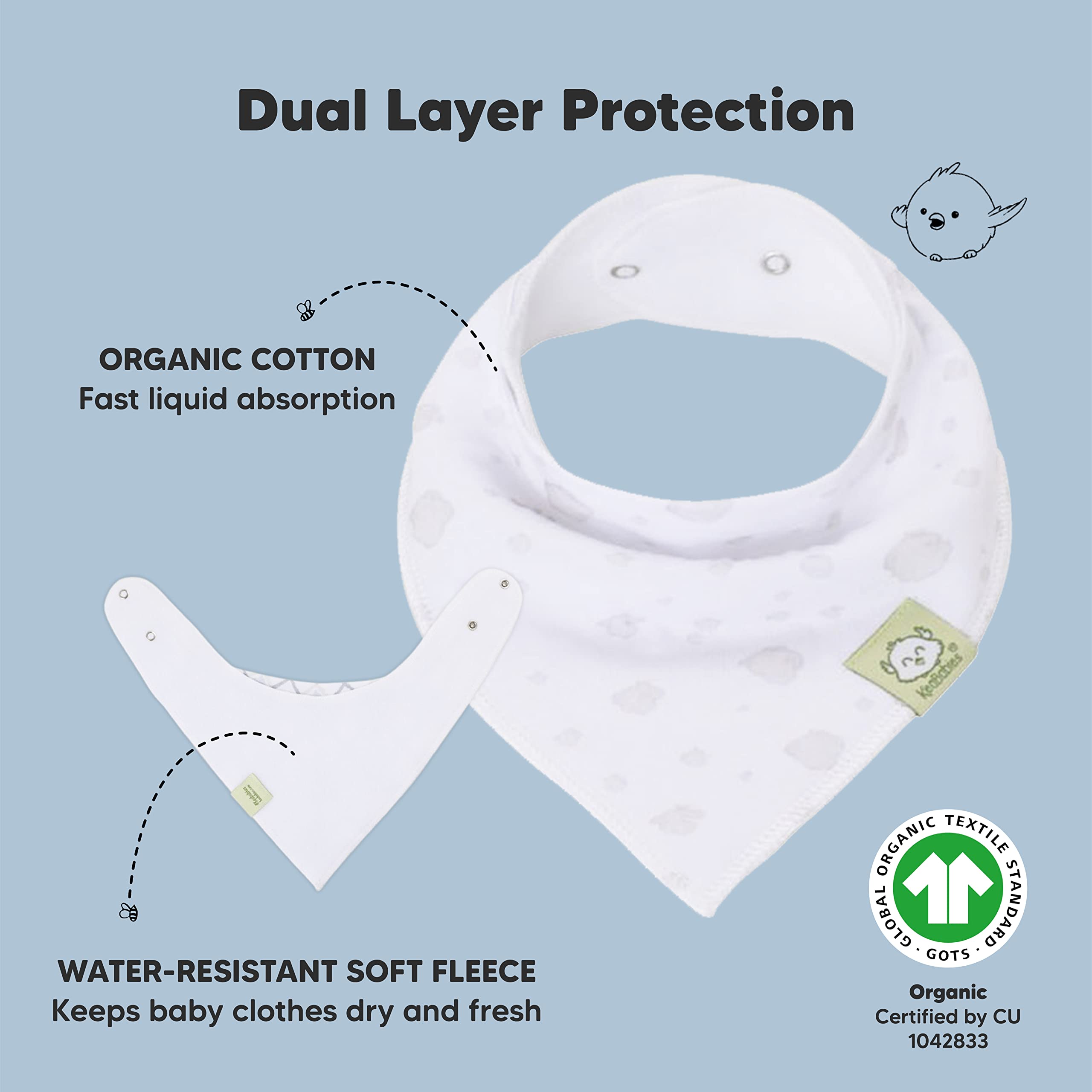 Close-up of KeaBabies constellation bandana bib showing soft cotton texture