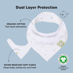 Close-up of KeaBabies constellation bandana bib showing soft cotton texture