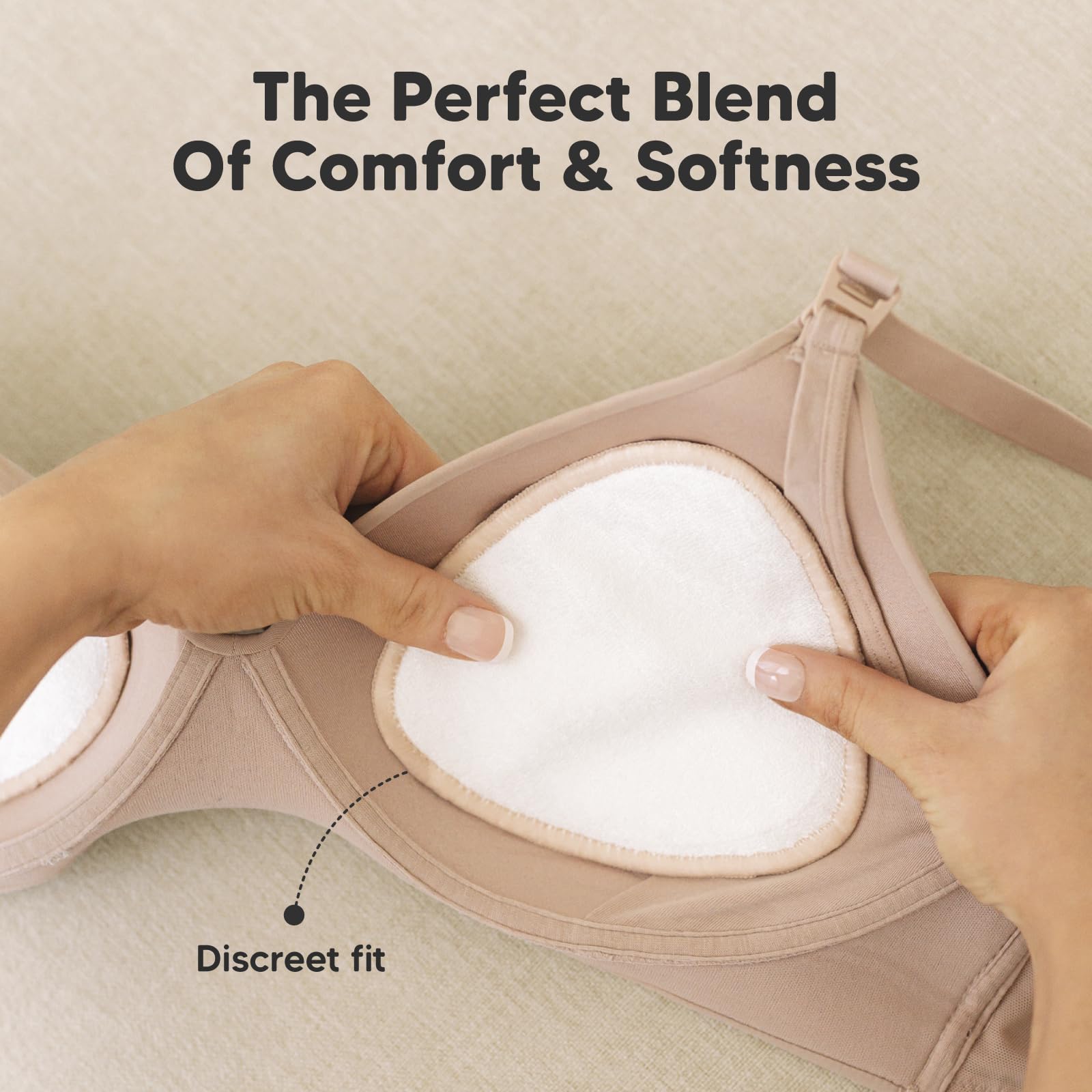 KeaBabies contour nursing pad close-up reveals three layers for reliable absorption during daily feeds