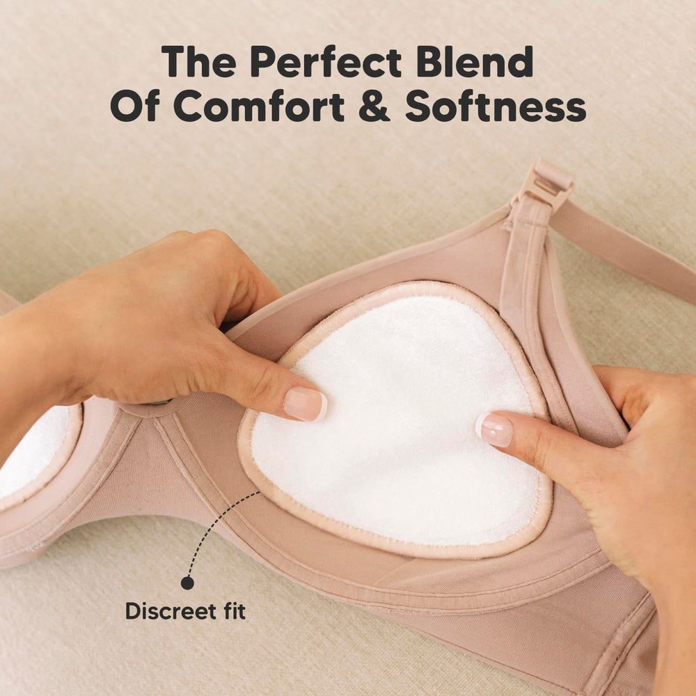 KeaBabies contour nursing pad close-up reveals three layers for reliable absorption during daily feeds
