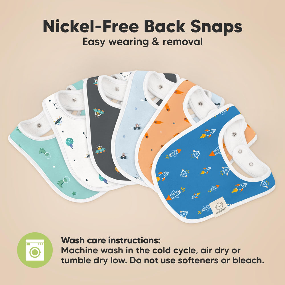 KeaBabies Cosmo 0-24m bibs are durable and easy to clean.