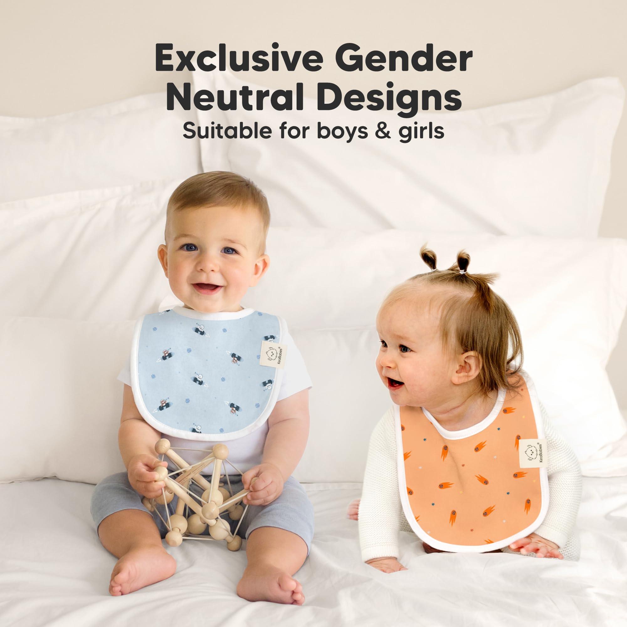KeaBabies Cosmo lightweight bib; ultra-soft feel for all-day comfort.