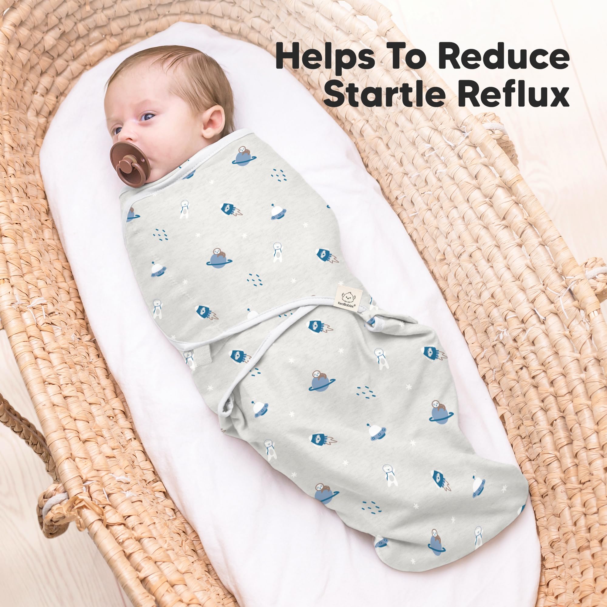 KeaBabies Cosmo OS size fits newborns 0-3 months.