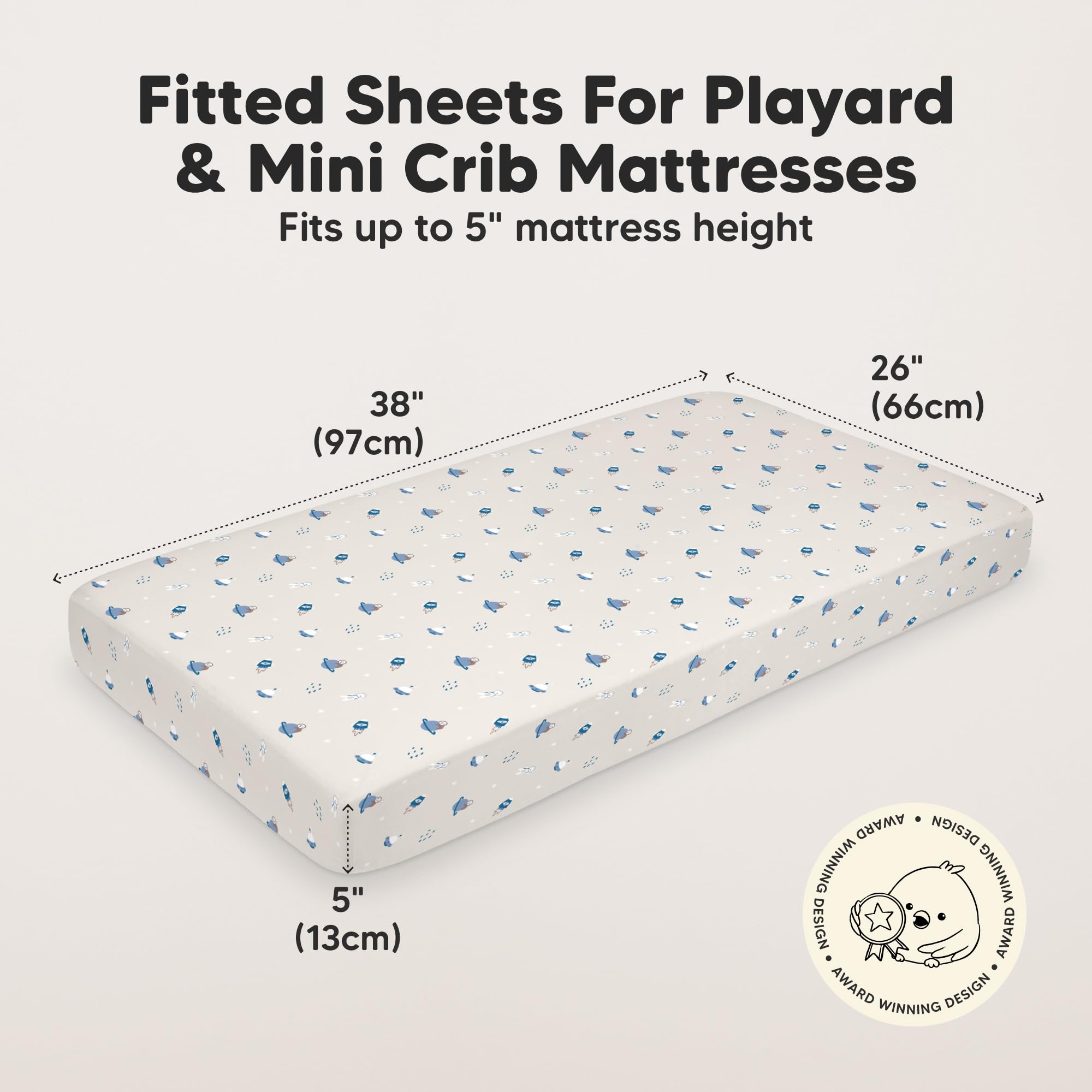 KeaBabies Cosmo sheets feature GOTS organic cotton against delicate baby skin.