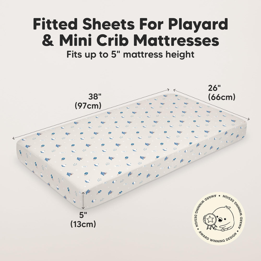 KeaBabies Cosmo sheets feature GOTS organic cotton against delicate baby skin.