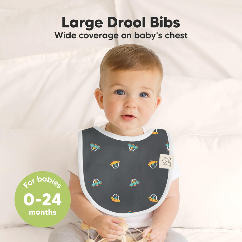 KeaBabies Cosmo soft cotton bib closeup shows gentle fabric for sensitive skin.