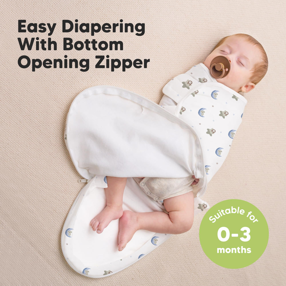KeaBabies Cosmo swaddle in use provides secure, snug newborn sleep.