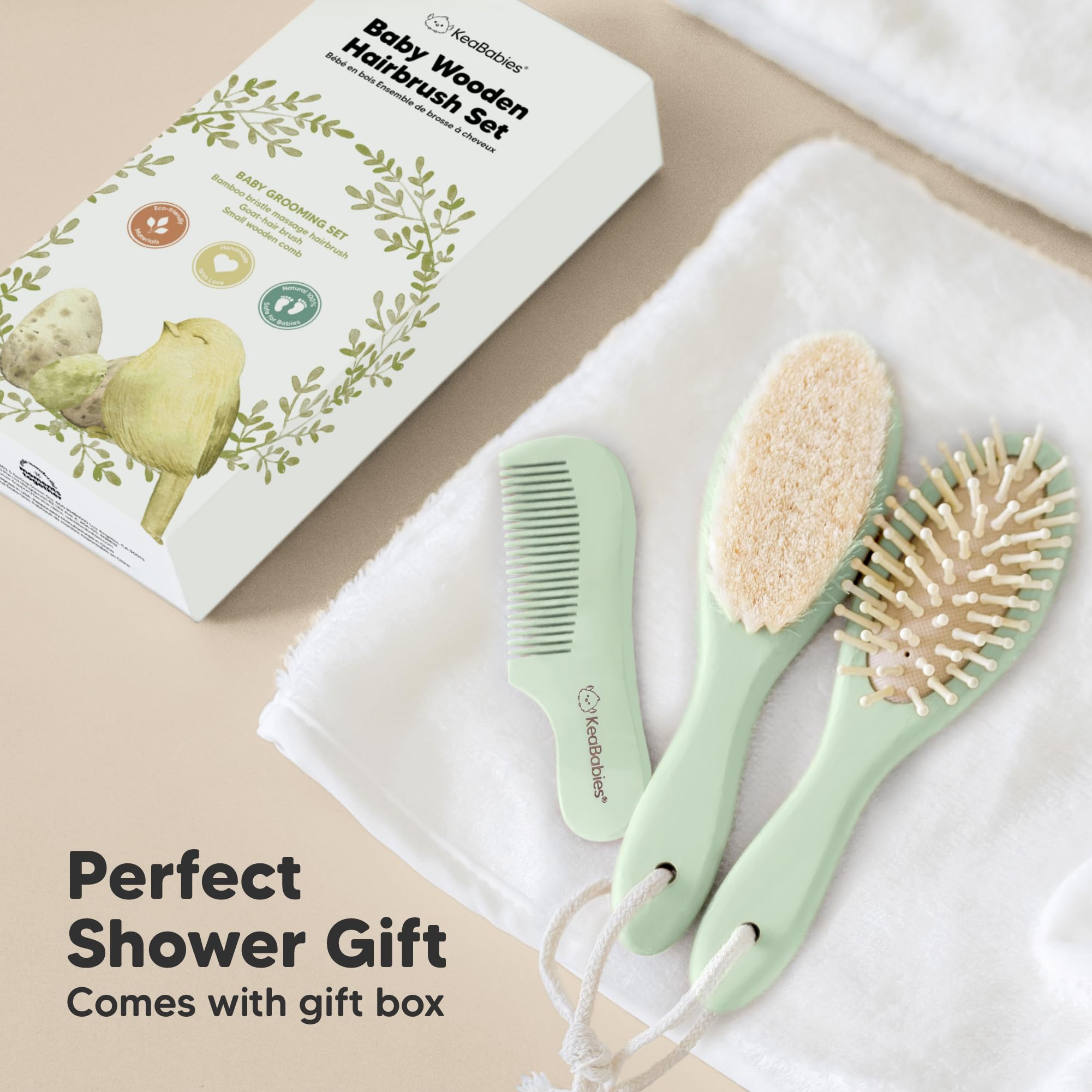 KeaBabies cradle-cap brush supports gentle oil distribution.