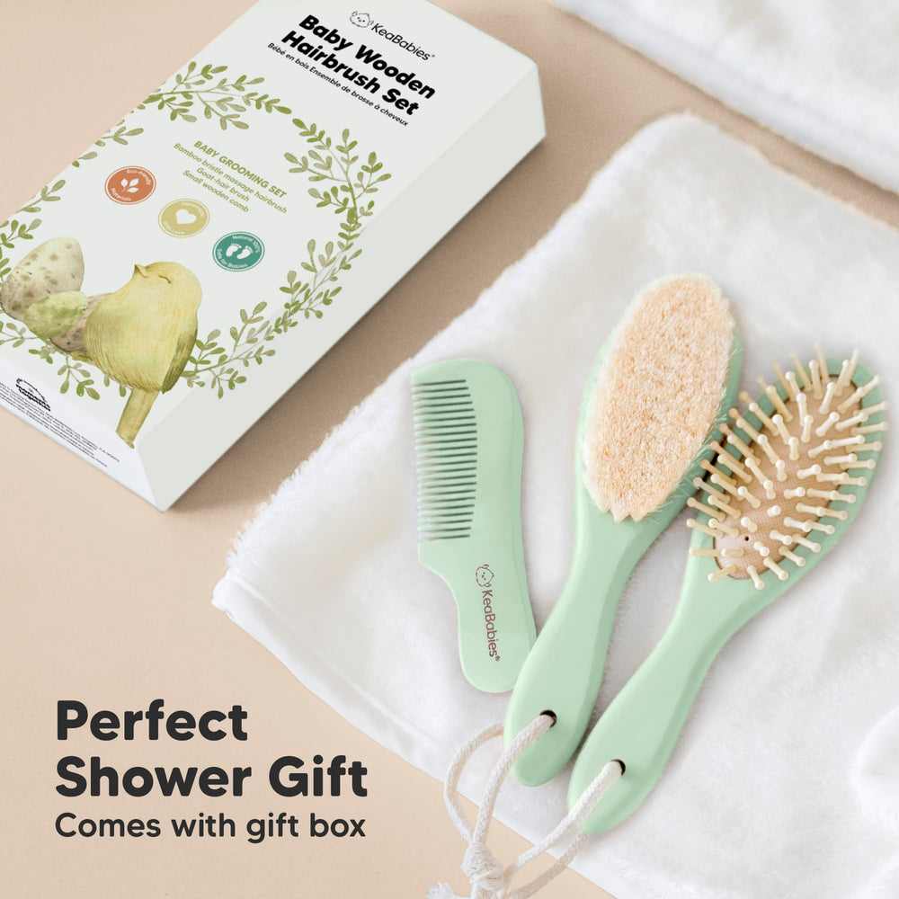 KeaBabies cradle-cap brush supports gentle oil distribution.