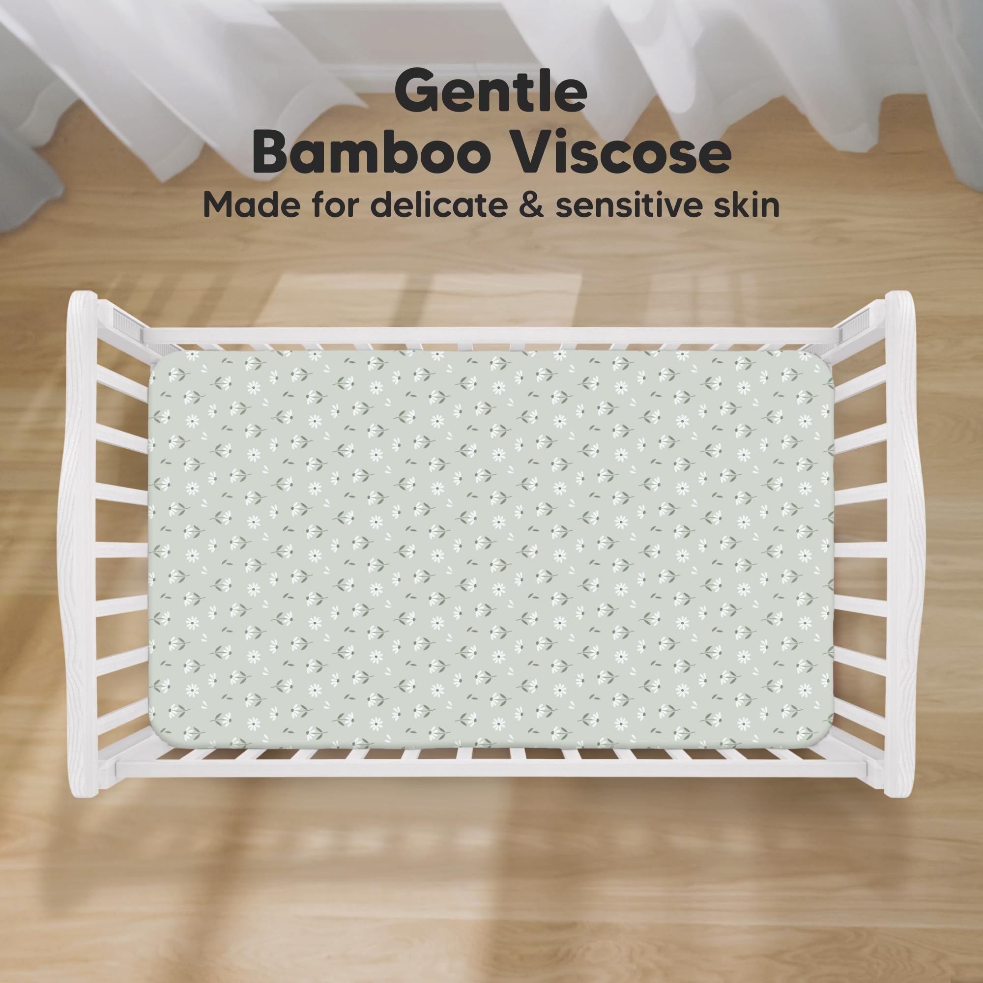KeaBabies crib sheet with SnugFit tech eases fitting and removal.