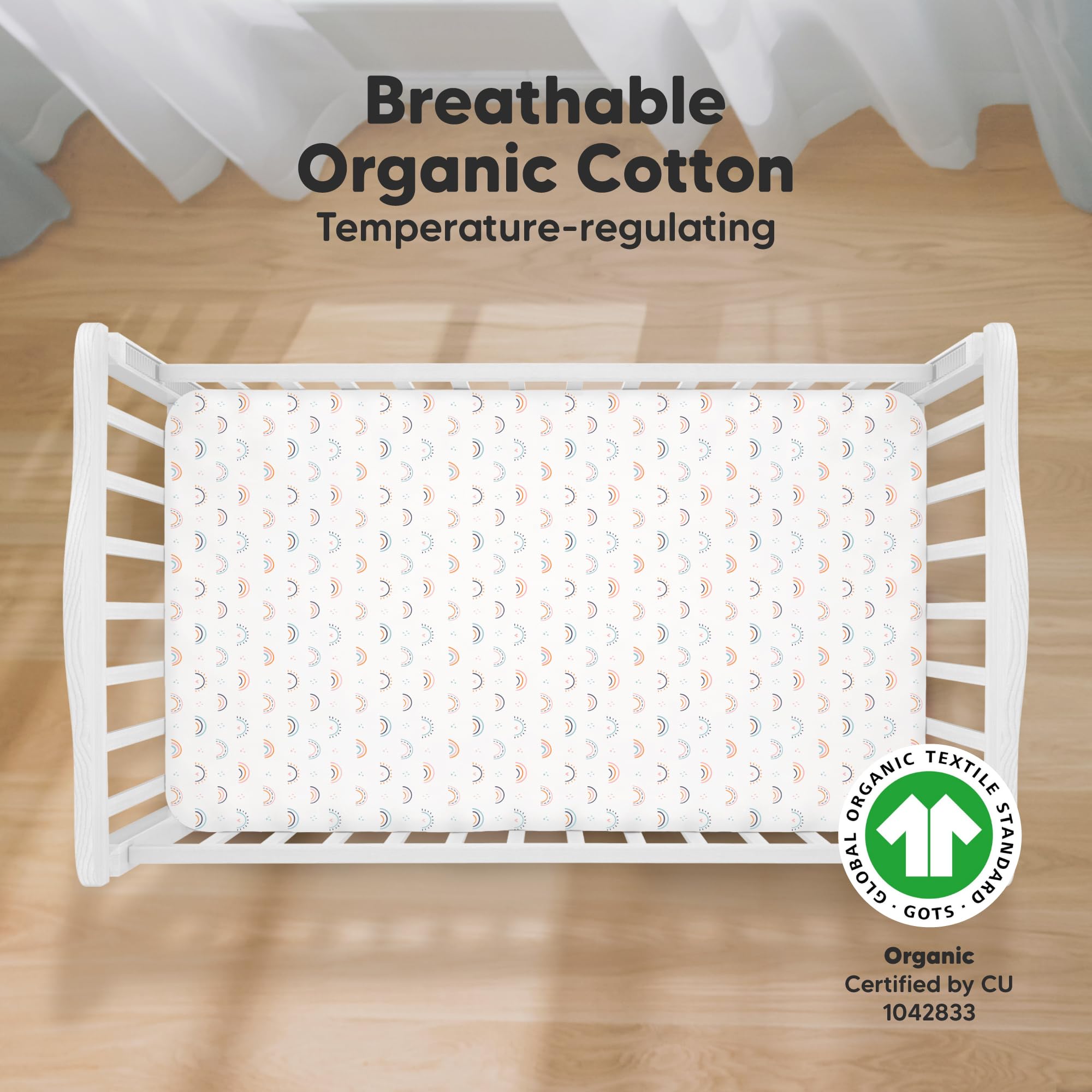KeaBabies crib sheets fabric closeup organic cotton highlights soft breathable comfort