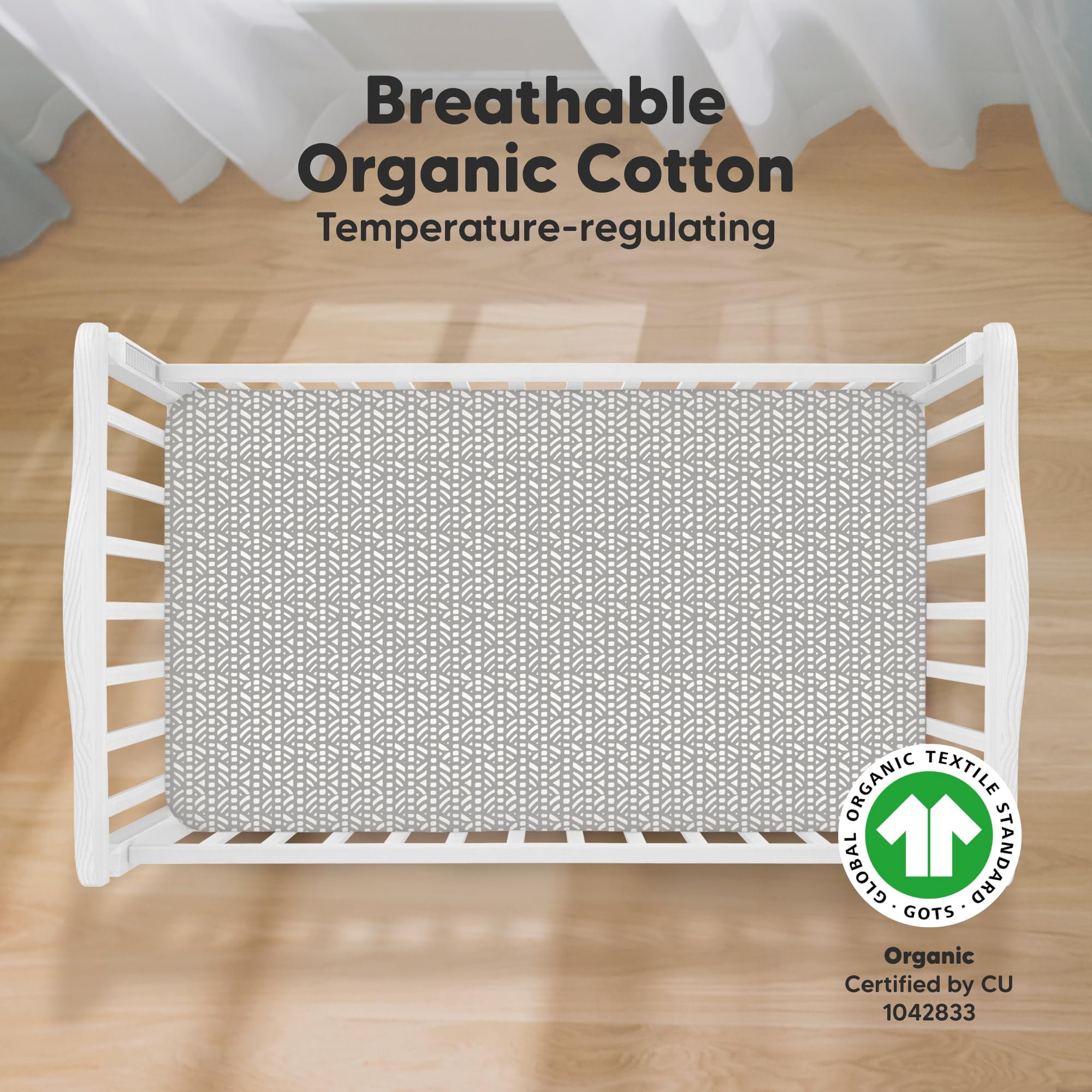 KeaBabies crib sheets soft texture closeup shows 100% organic cotton for gentle skin