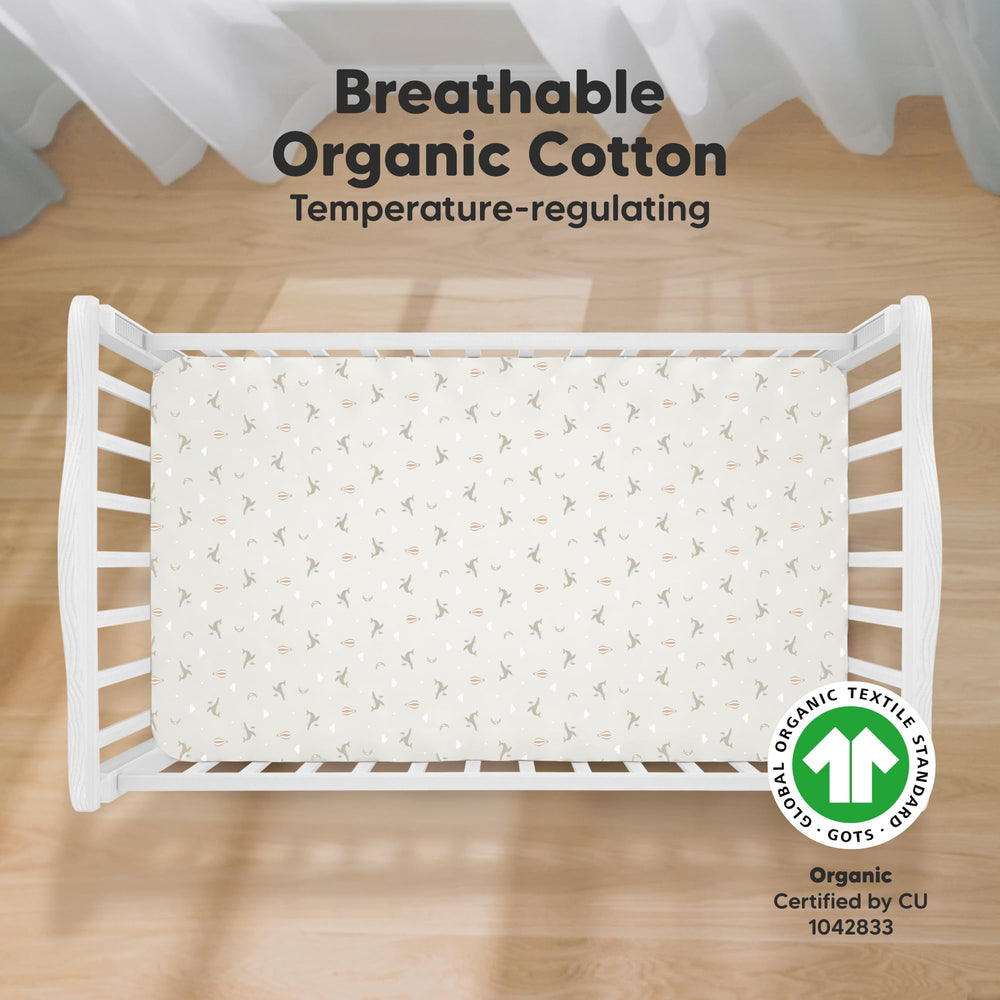KeaBabies crib sheets fit standard 52x28 inch mattresses securely