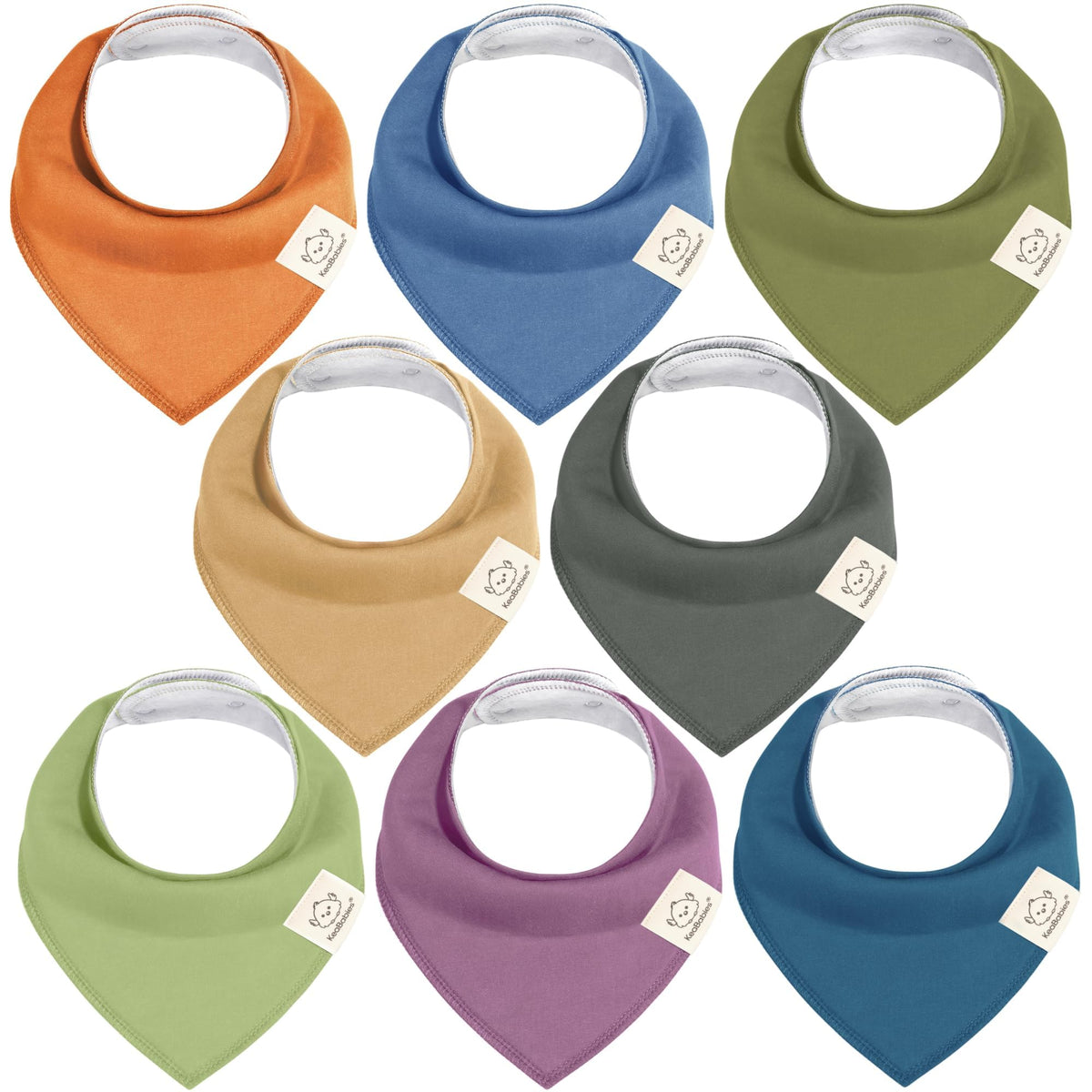 KeaBabies Cruise 8-pack bandana bibs showcase soft cotton for drool and teething comfort.