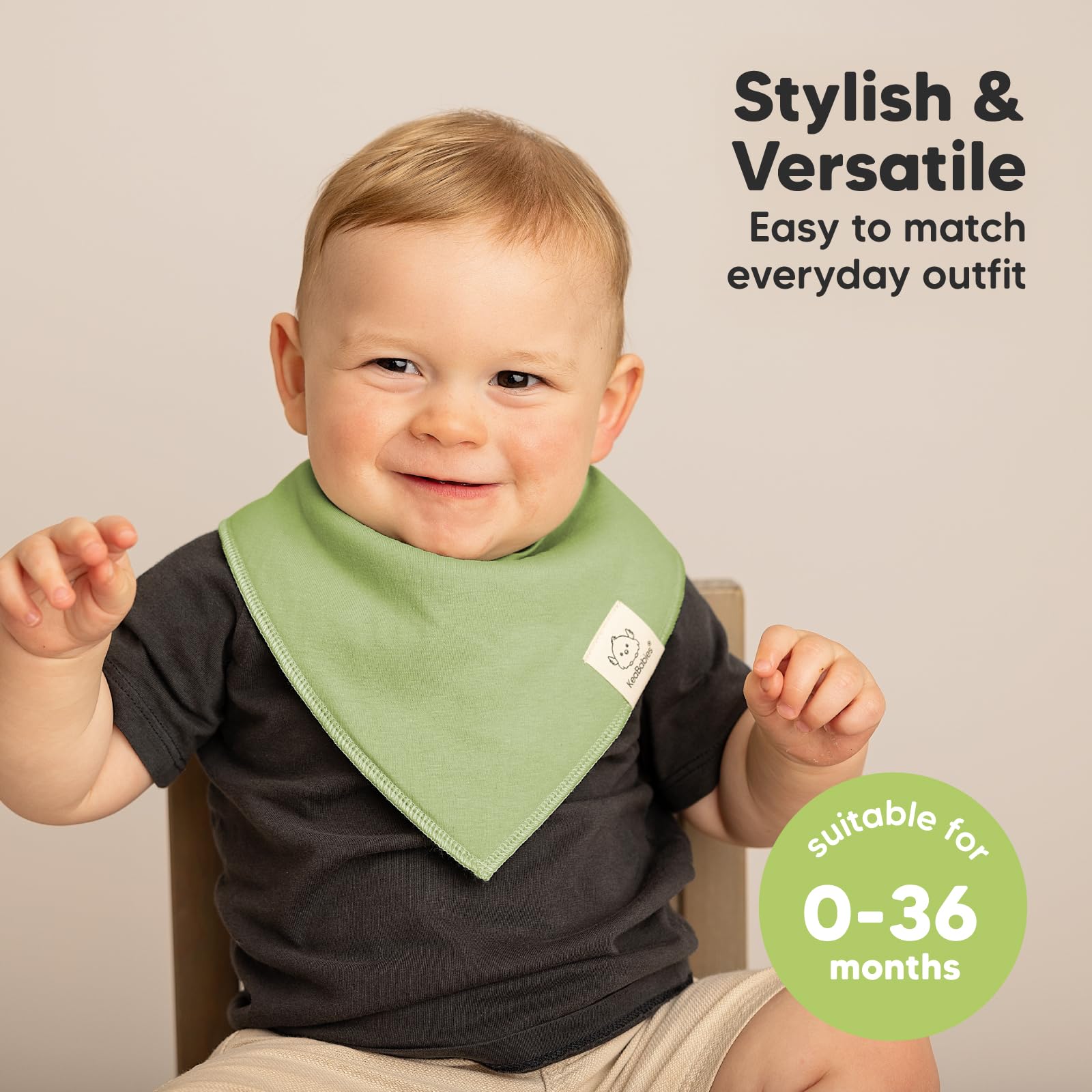 KeaBabies Cruise backing uses soft polyester fleece to protect outfits from drool.