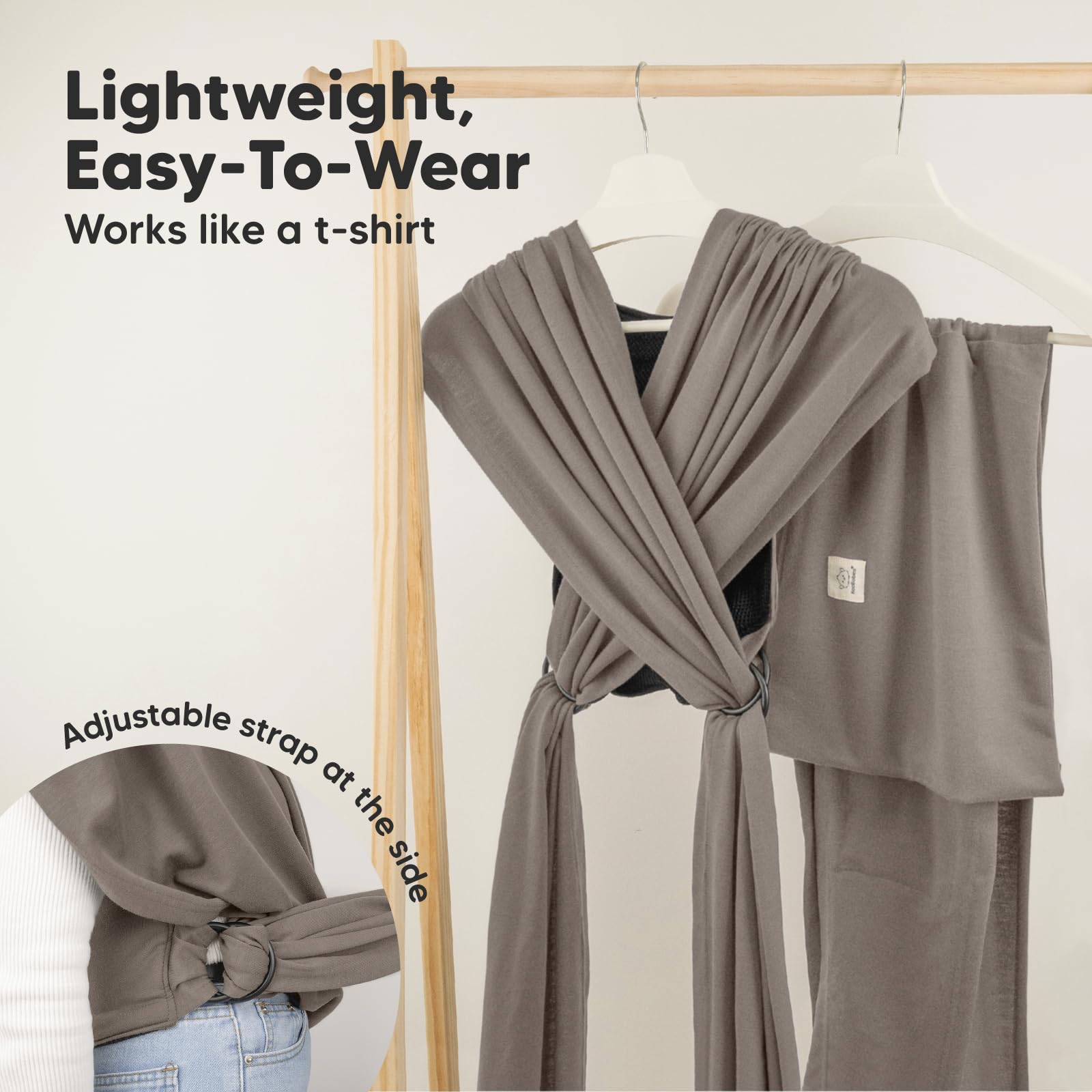 KeaBabies D-Lite cross-straps view highlights quick, effortless wear like a T-shirt.