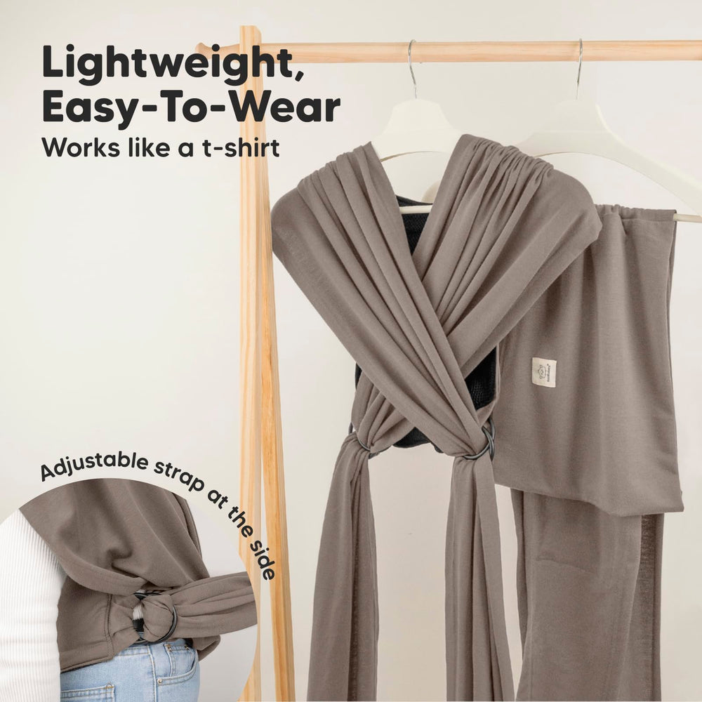 KeaBabies D-Lite cross-straps view highlights quick, effortless wear like a T-shirt.