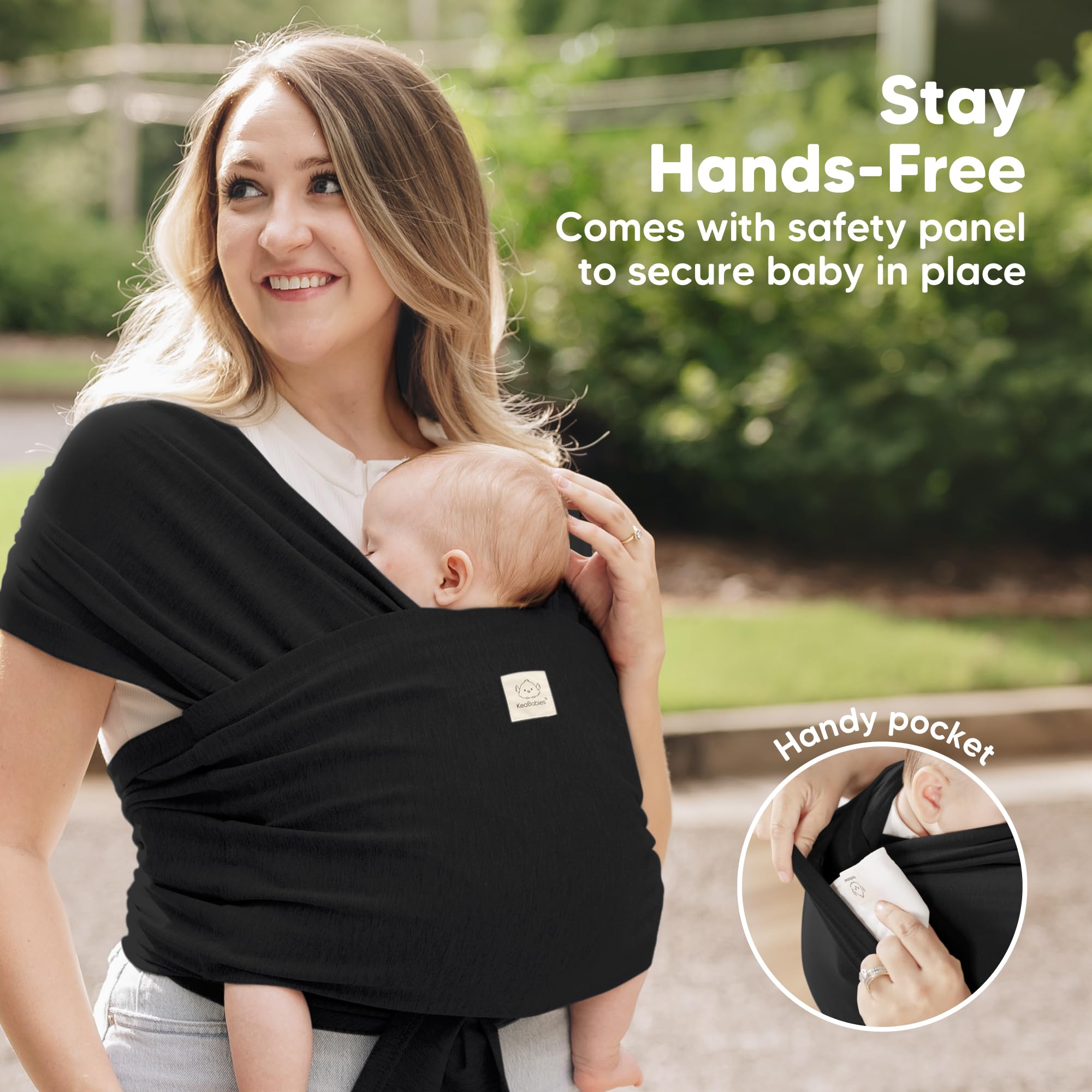 KeaBabies midnight wrap evenly distributes weight for longer carrying.