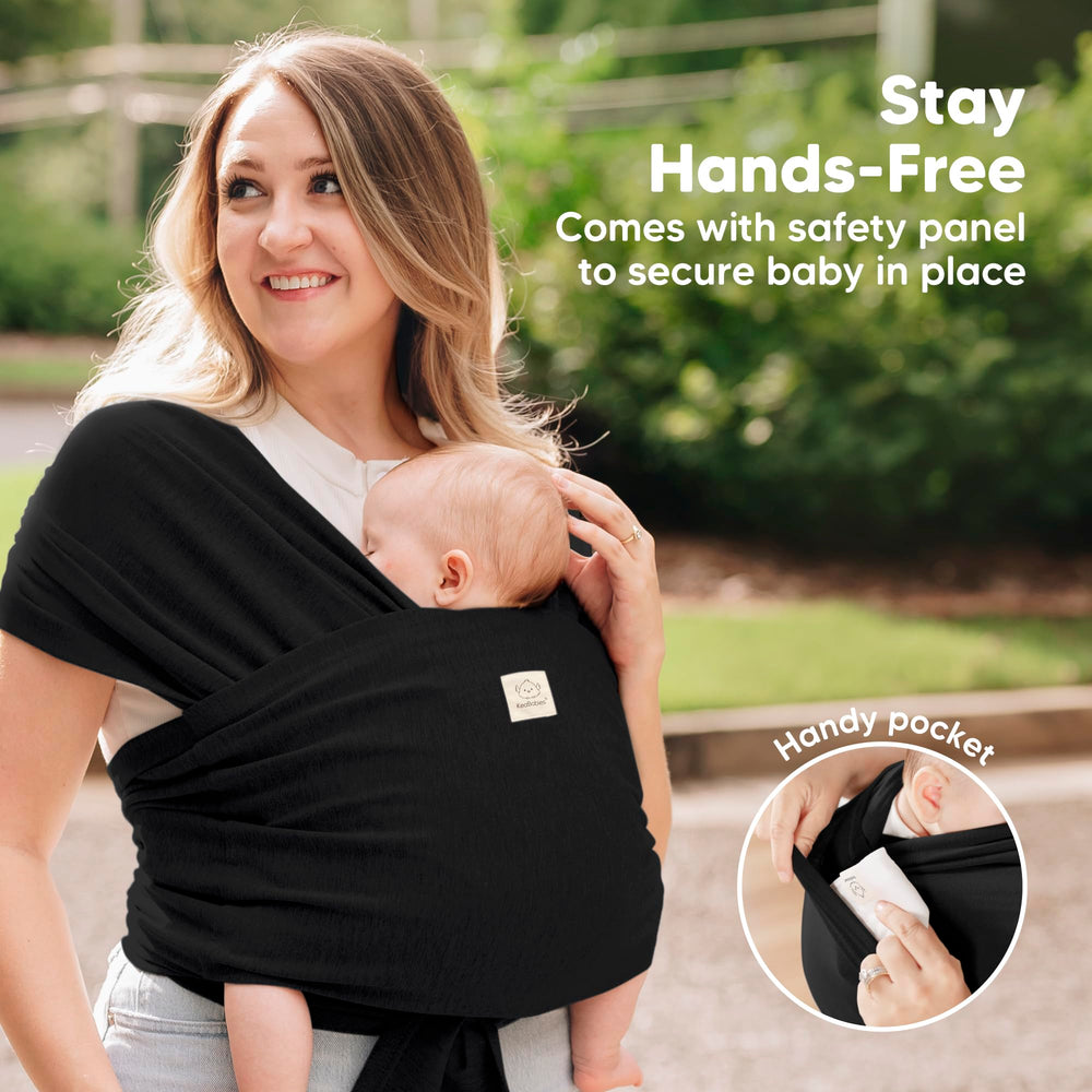 KeaBabies midnight wrap evenly distributes weight for longer carrying.