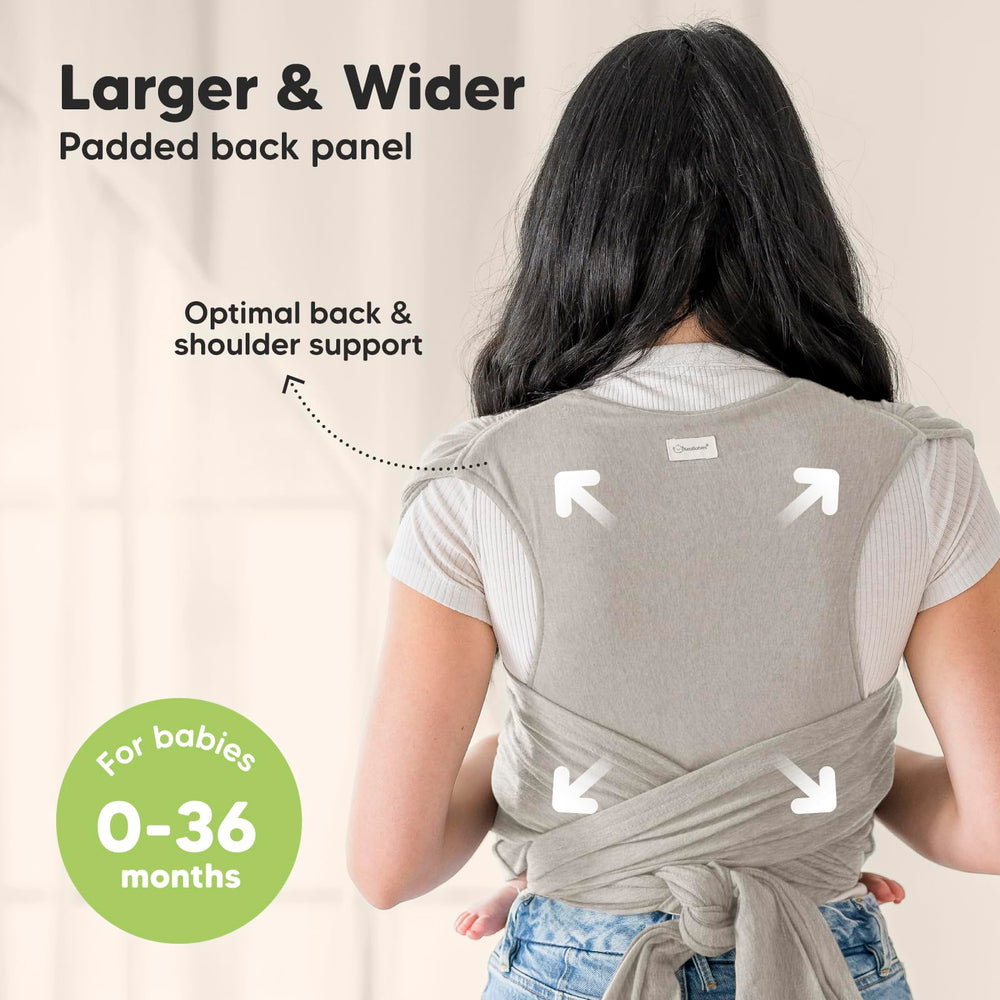 KeaBabies D-Lite wrap adjustable rings enable quick, secure setup.