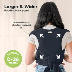 KeaBabies D-Lite wrap midnight adjustable rings aid quick, secure fit.