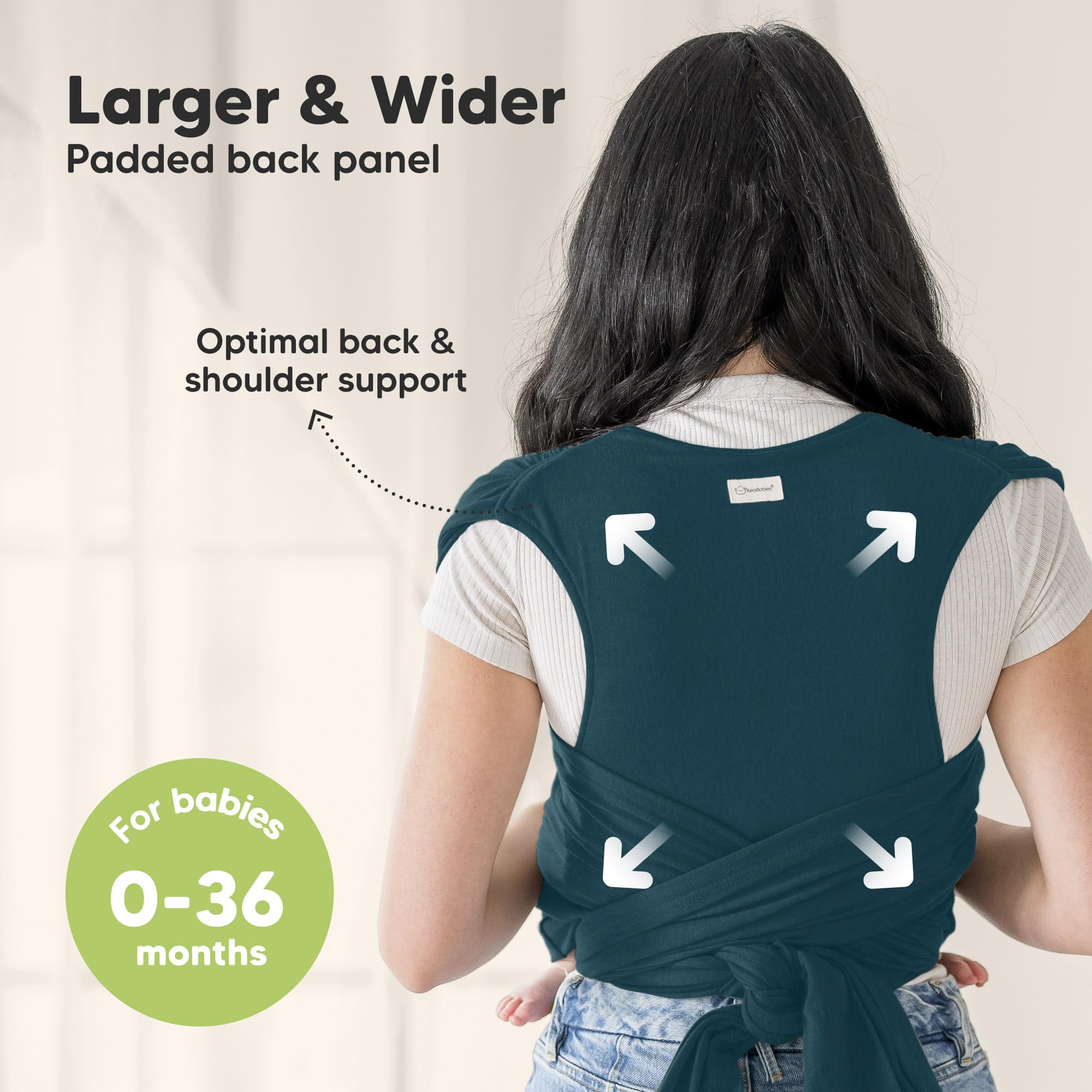 KeaBabies D-Lite wrap rings adjustment shows easy on-the-go tightening.