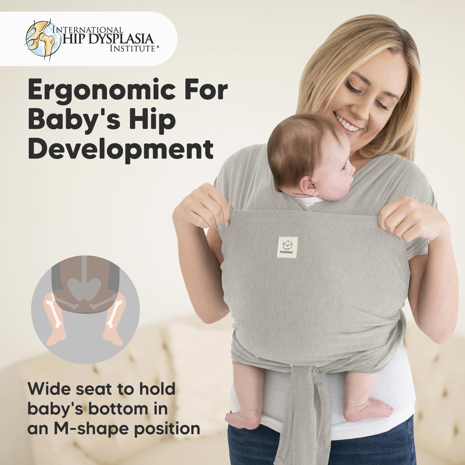 KeaBabies D-Lite wrap soft stretch fabric provides breathable comfort.