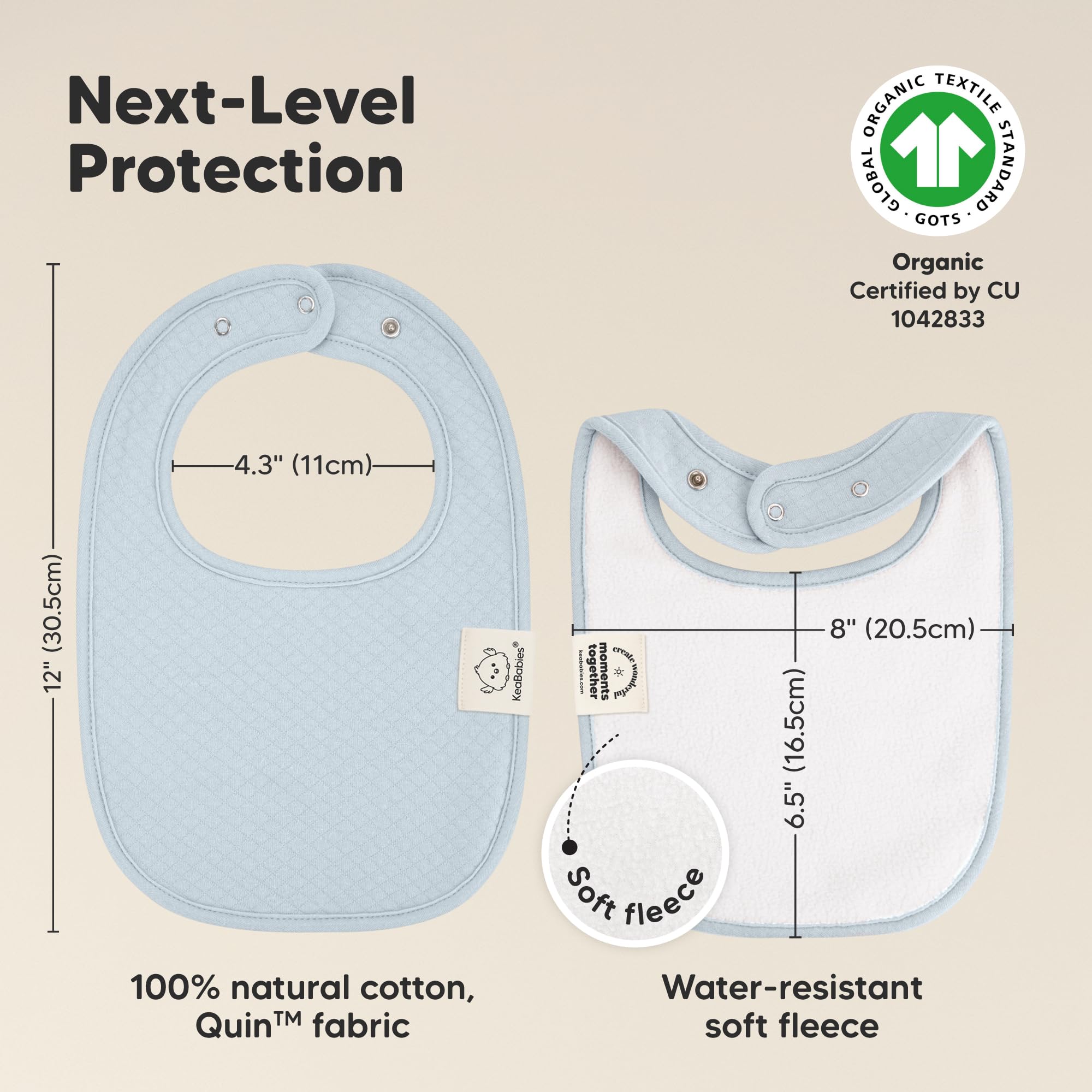 KeaBabies Dawn adjustable snaps closeup shows snug, nickel-free fit.