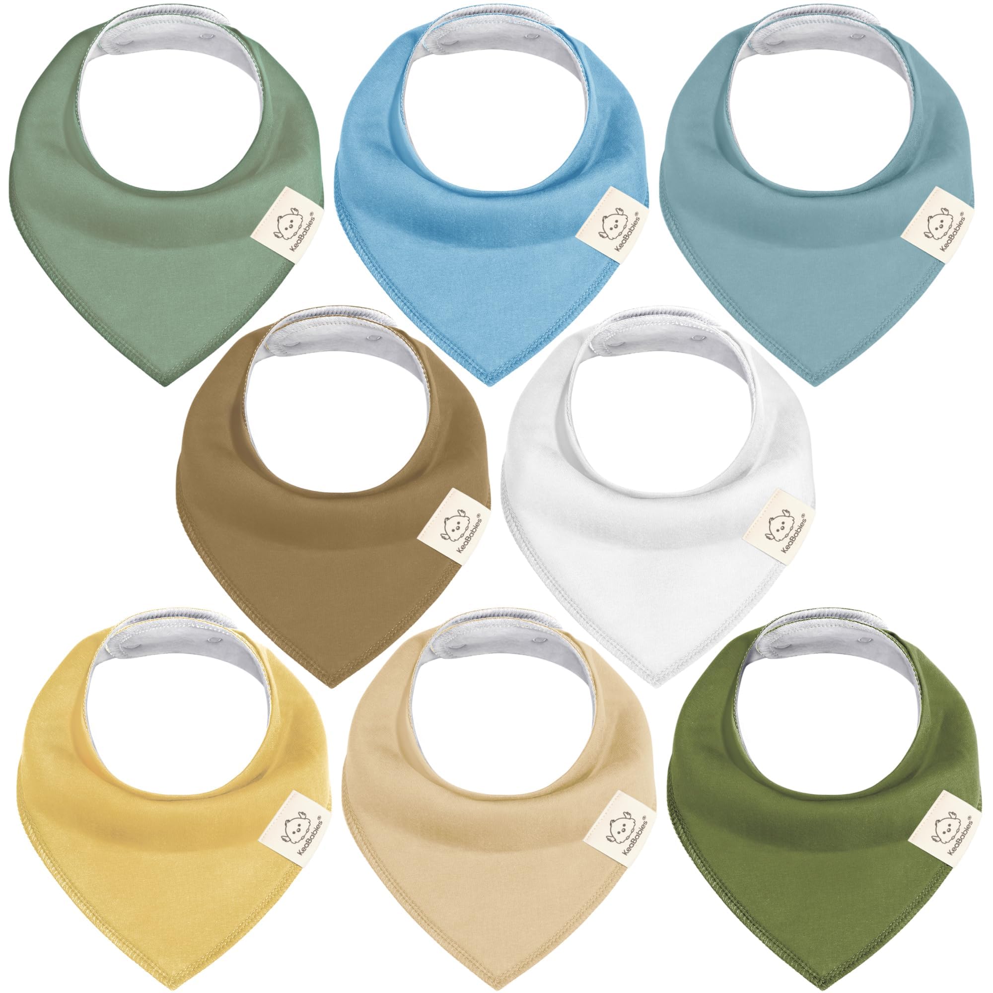 KeaBabies Daybreak bandana bibs pack-front view catches drool during teething.