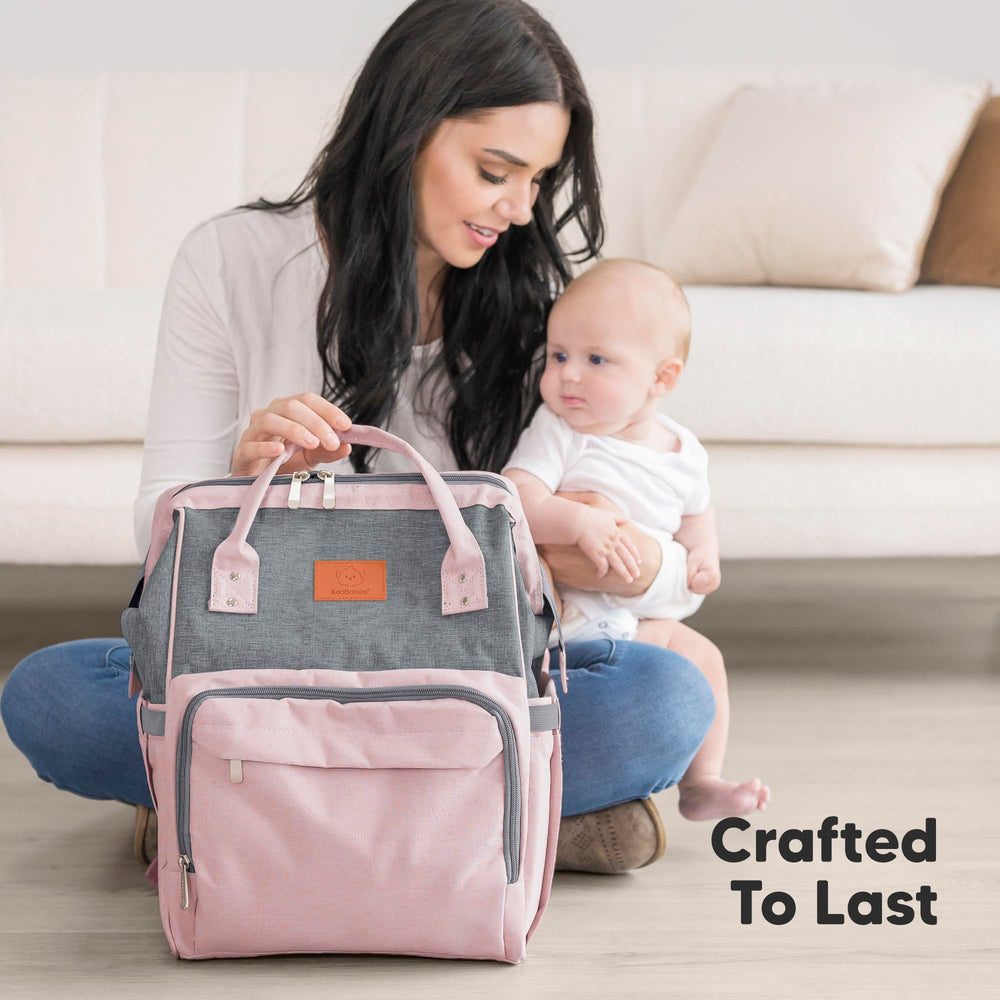 KeaBabies diaper bag wide opening helps you pack and reach items easily.