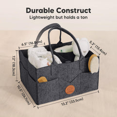 KeaBabies diaper caddy deep compartments keep bulky items secure.